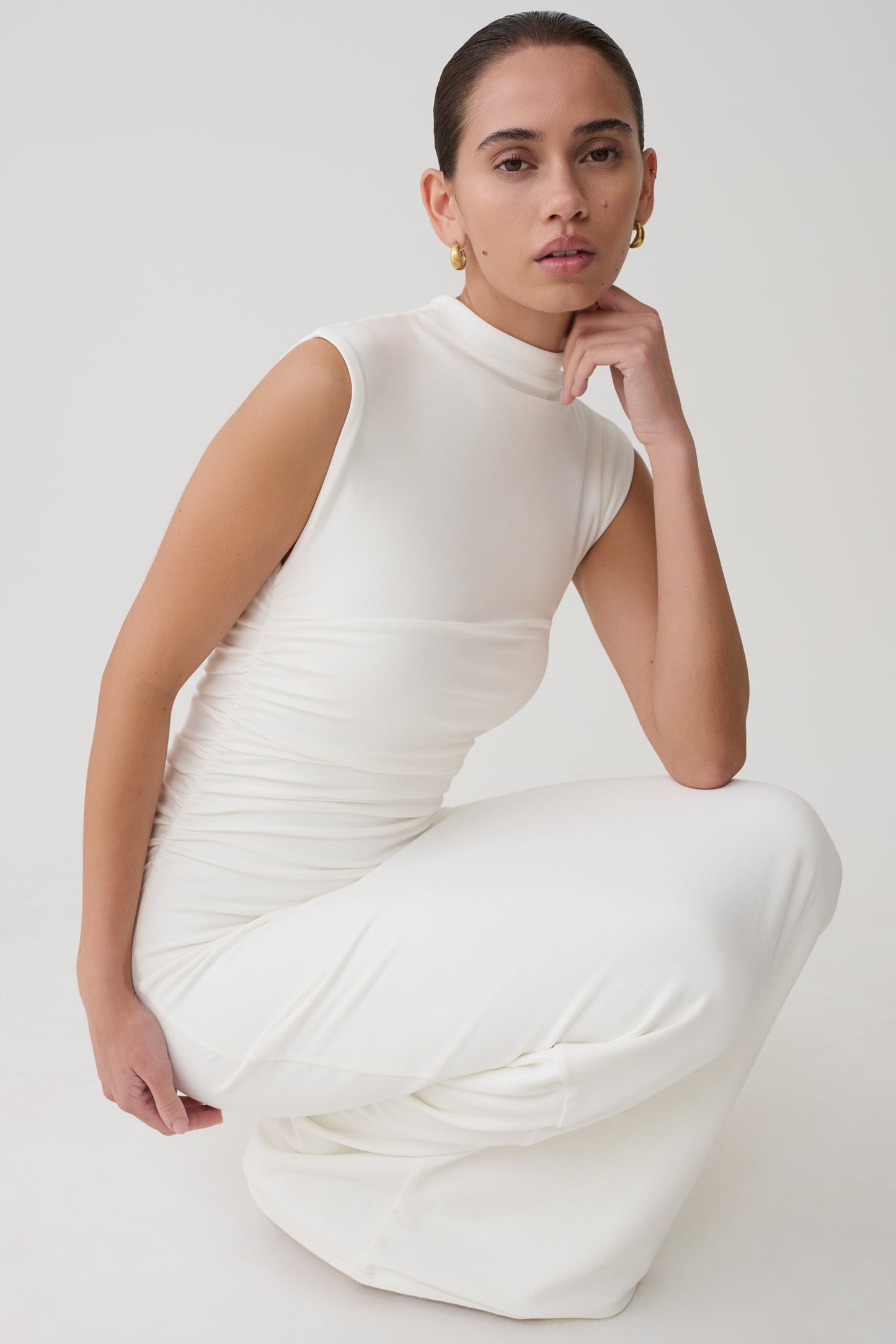 Elliot High Neck Sleeveless Maxi Dress - White