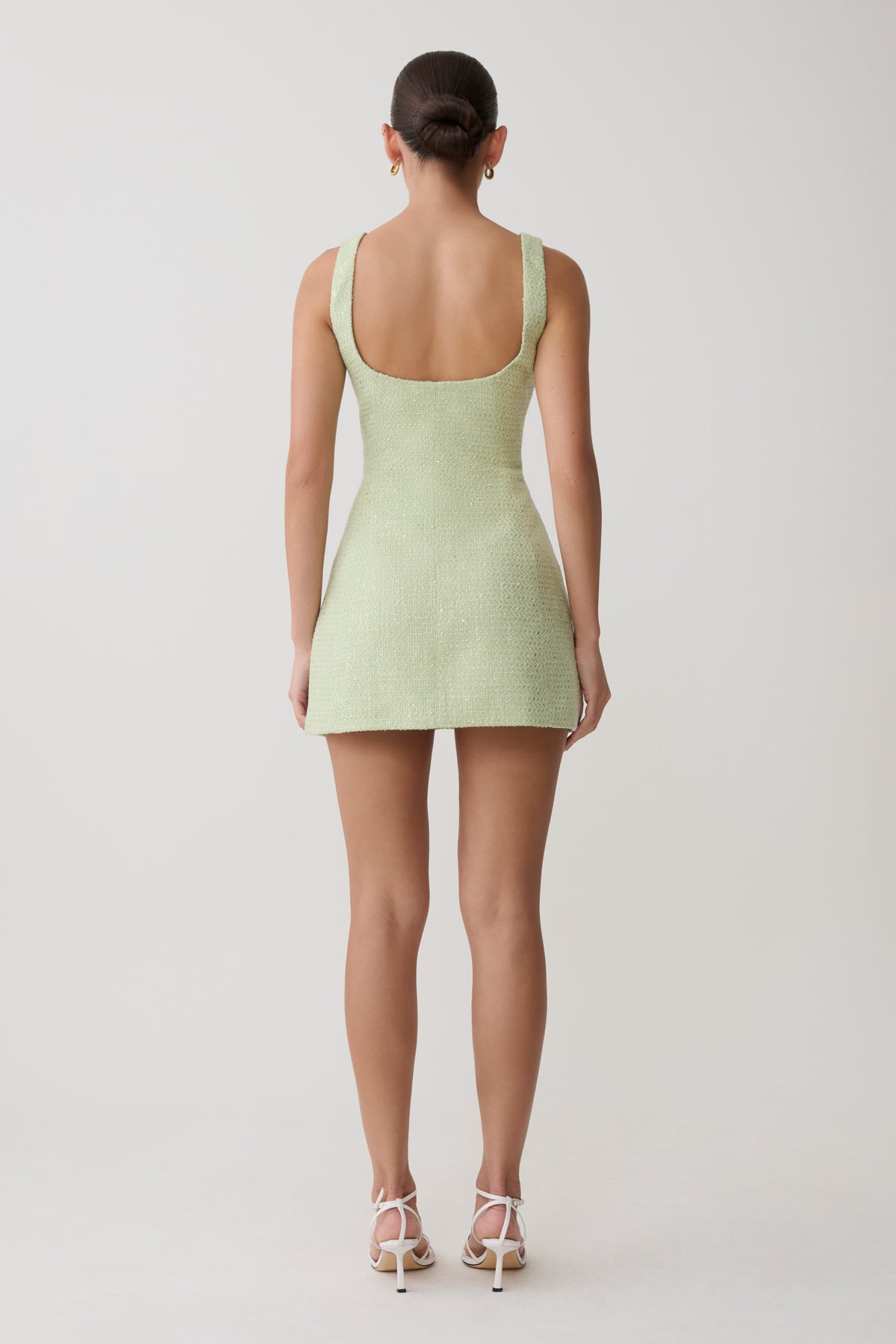 Beth Tweed Mini Dress - Pastel Green