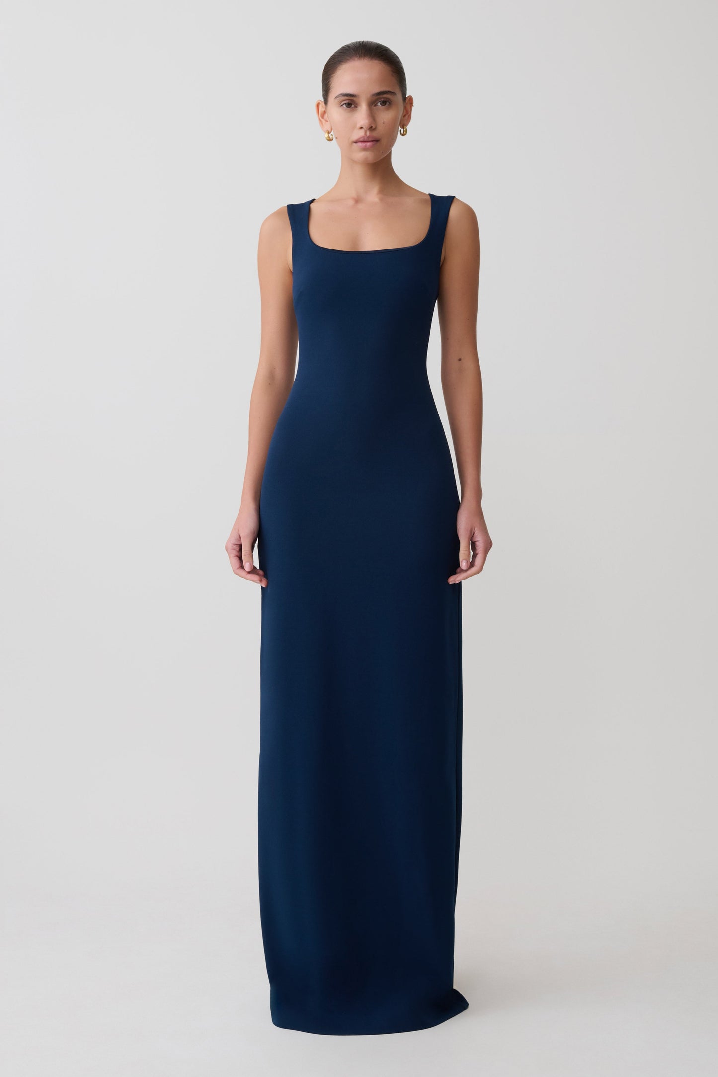 Rhea Detachable Cape Jersey Maxi Dress - Navy