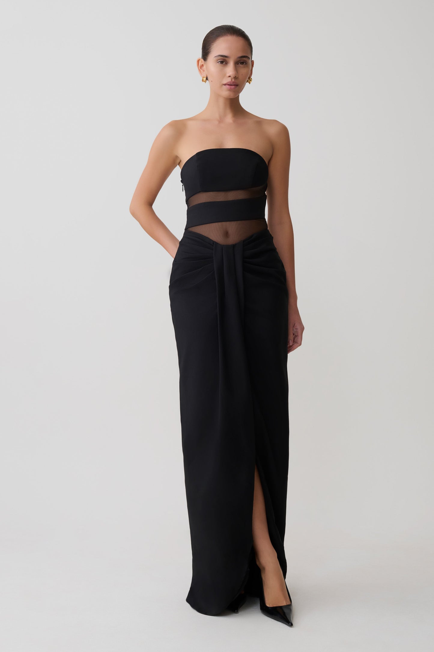 Paulina Cut Out Strapless Maxi Dress - Black