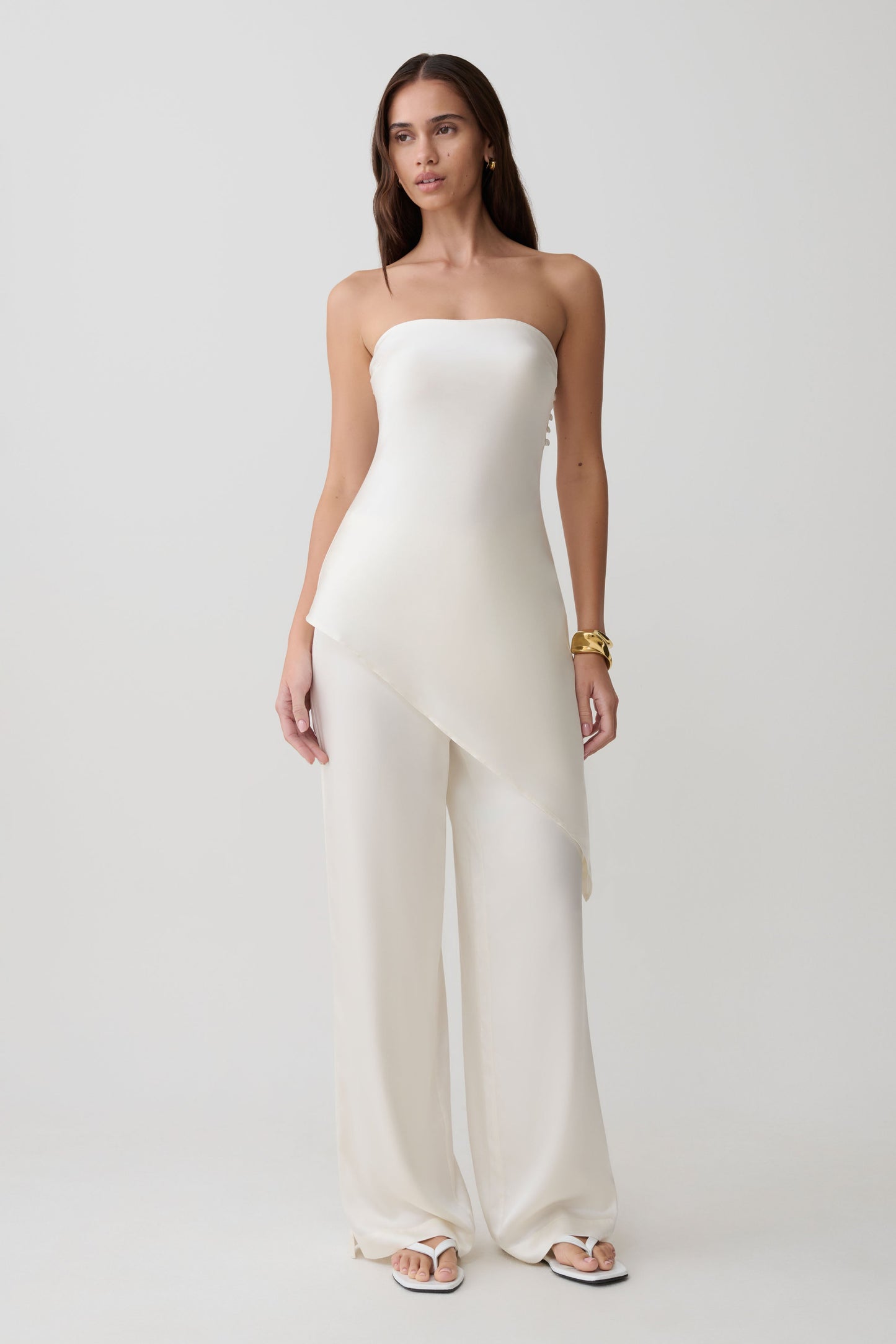 Kayla Silk Blend Straight Leg Pants - Ivory