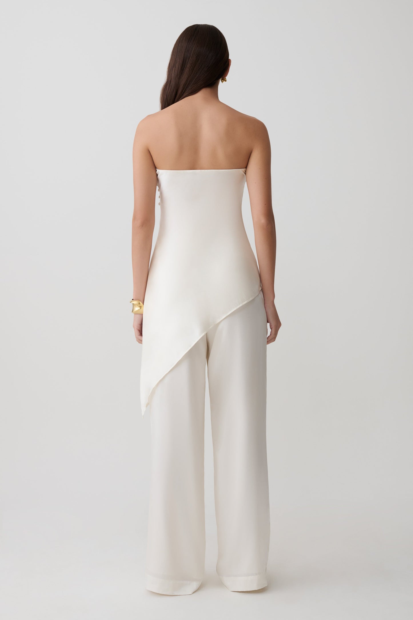 Kayla Silk Blend Straight Leg Pants - Ivory