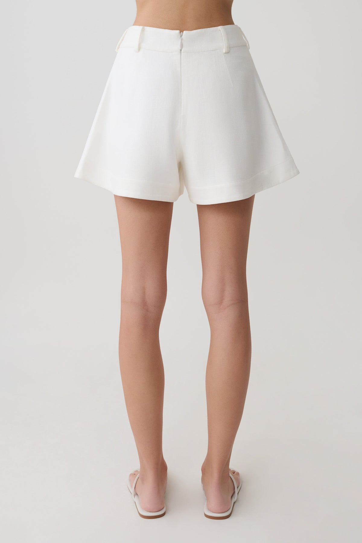 Piper Linen Flare Shorts - White