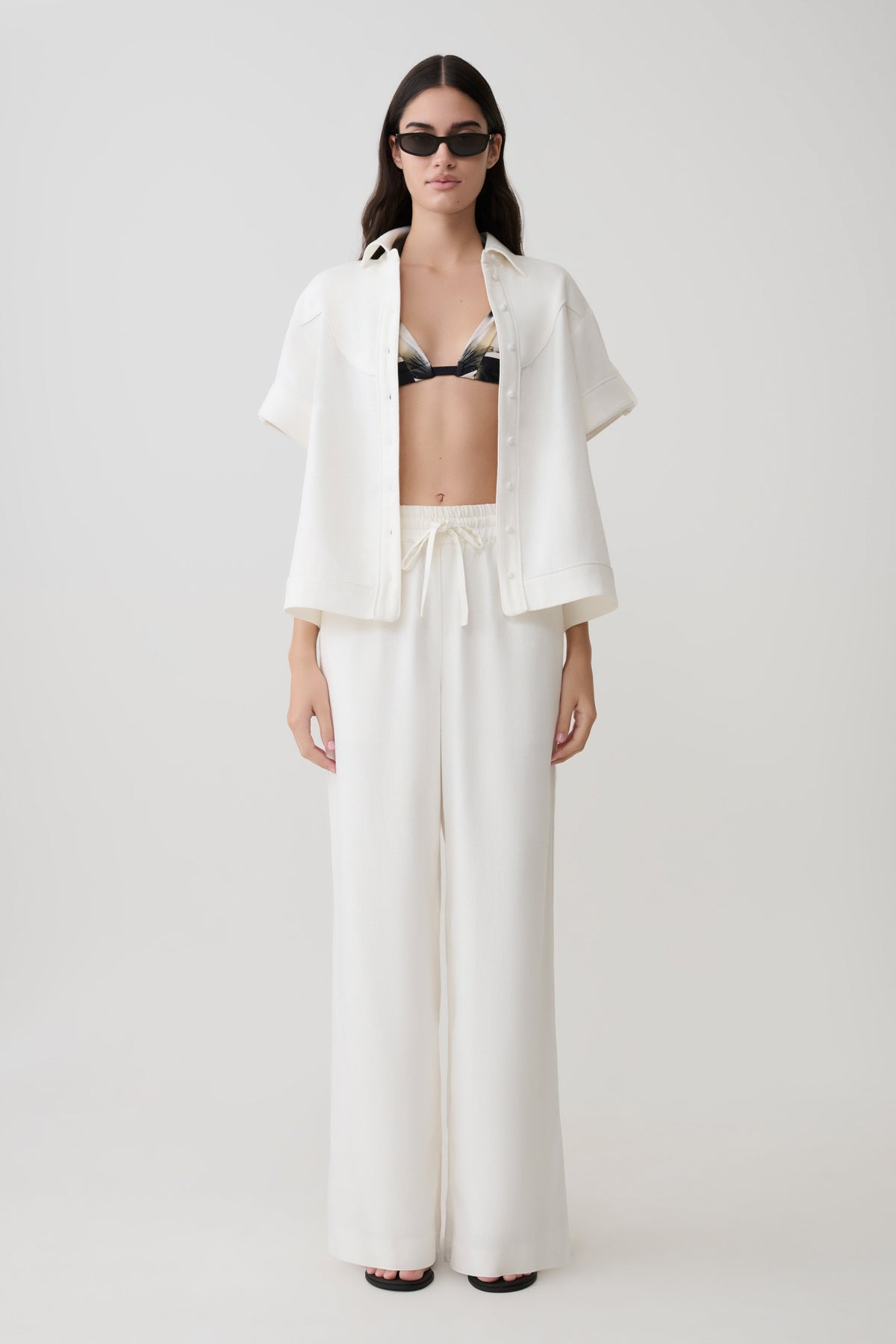 Selena Linen Straight Leg Pant - White