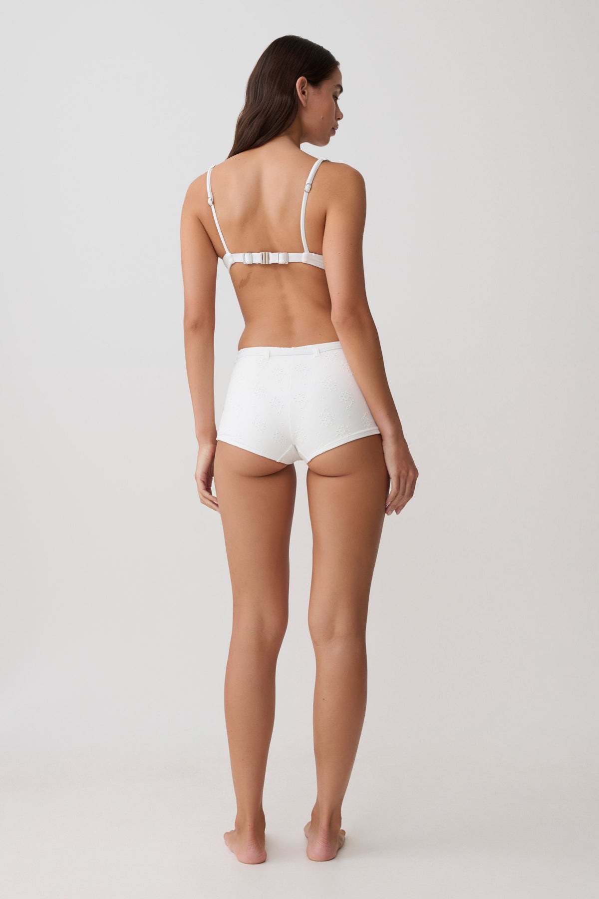 Frost Mini Bikini Shorts - White Textured Fabric