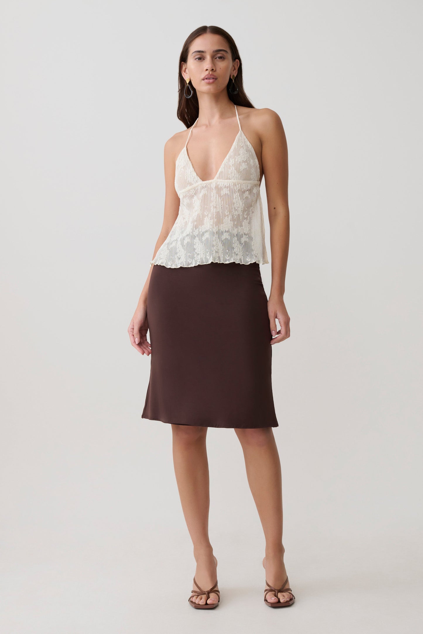 Ambrose Lace Cami Halter Top - Ivory