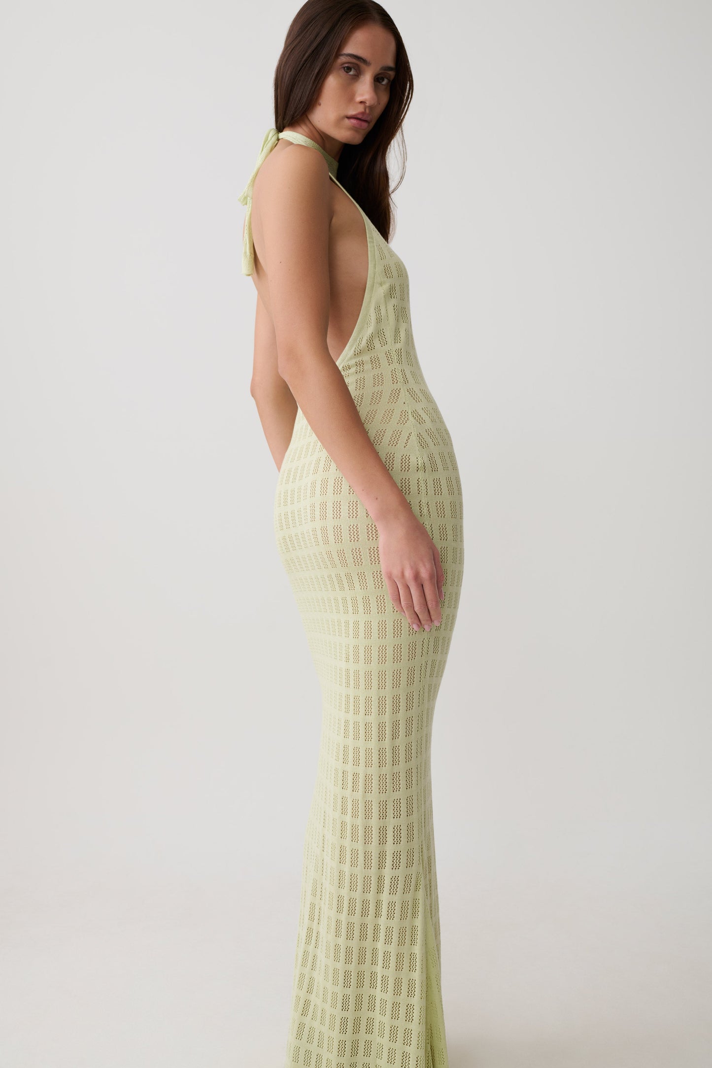 Hayley Halter Knit Maxi Dress - Seafoam