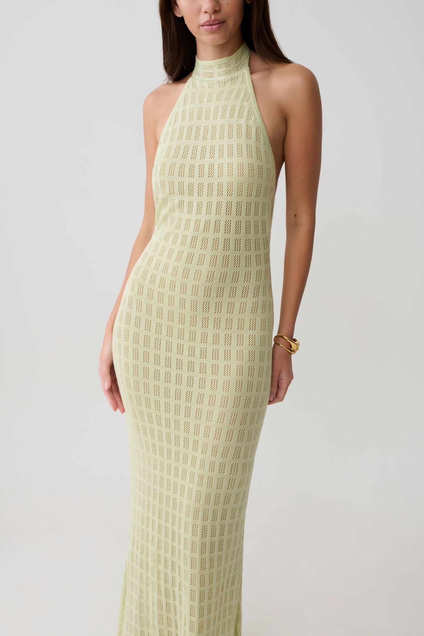 Hayley Halter Knit Maxi Dress - Seafoam