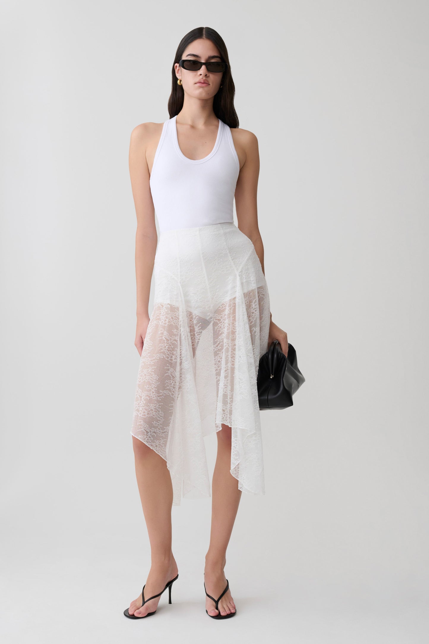 Haime Lace Hankie Midi Skirt - Ivory