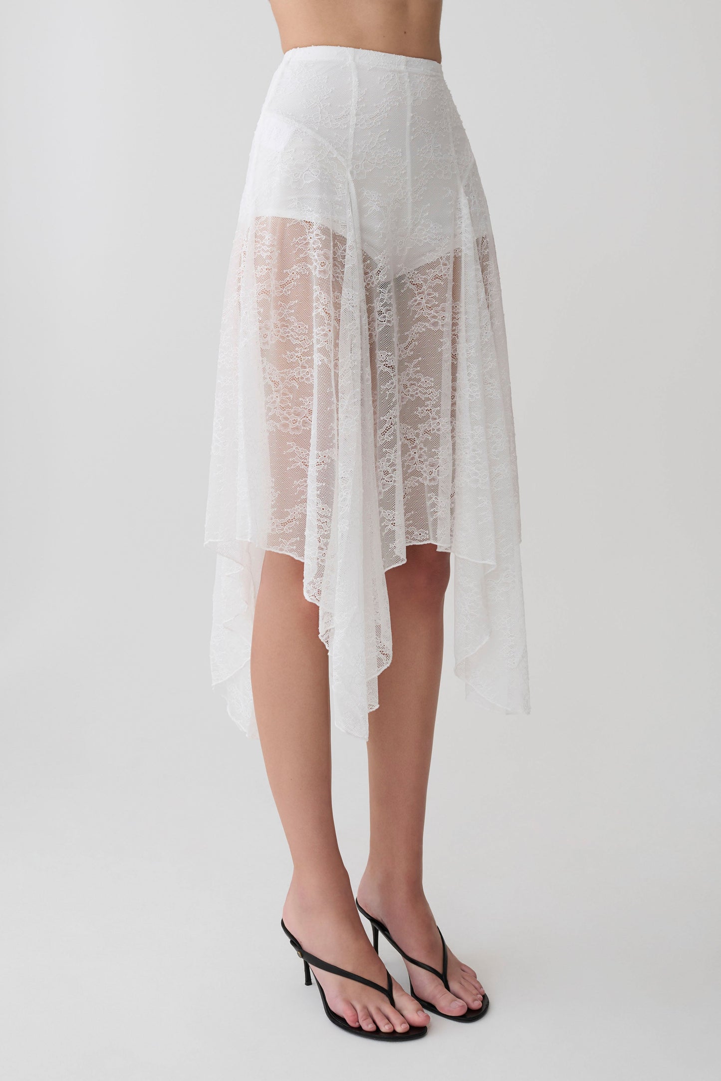 Haime Lace Hankie Midi Skirt - Ivory