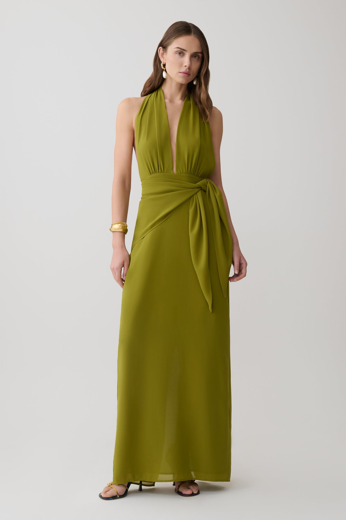Gianna Halter Maxi Dress - Olive