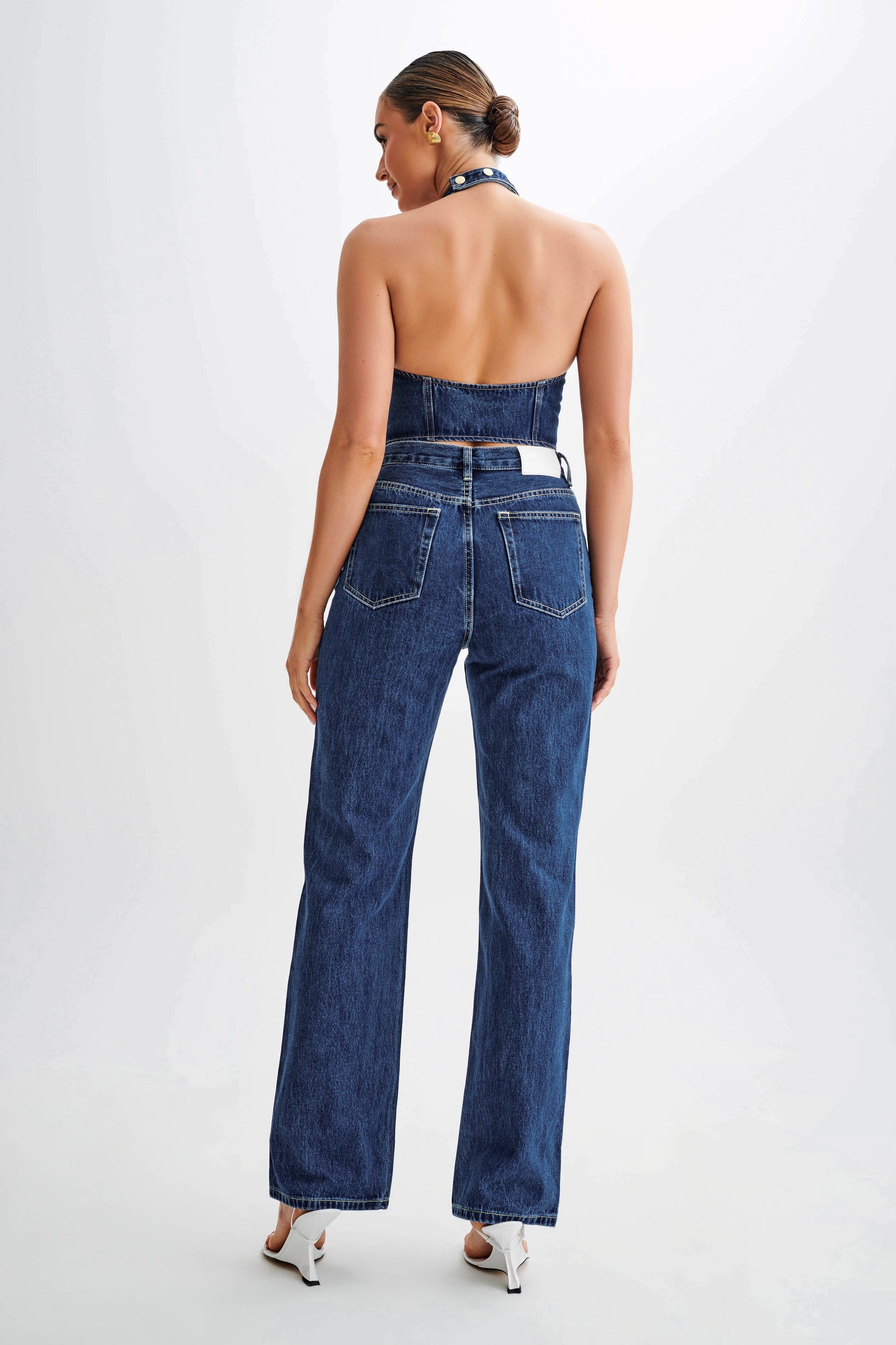 Janine High Waisted Straight Leg Jeans - Dark Blue #6