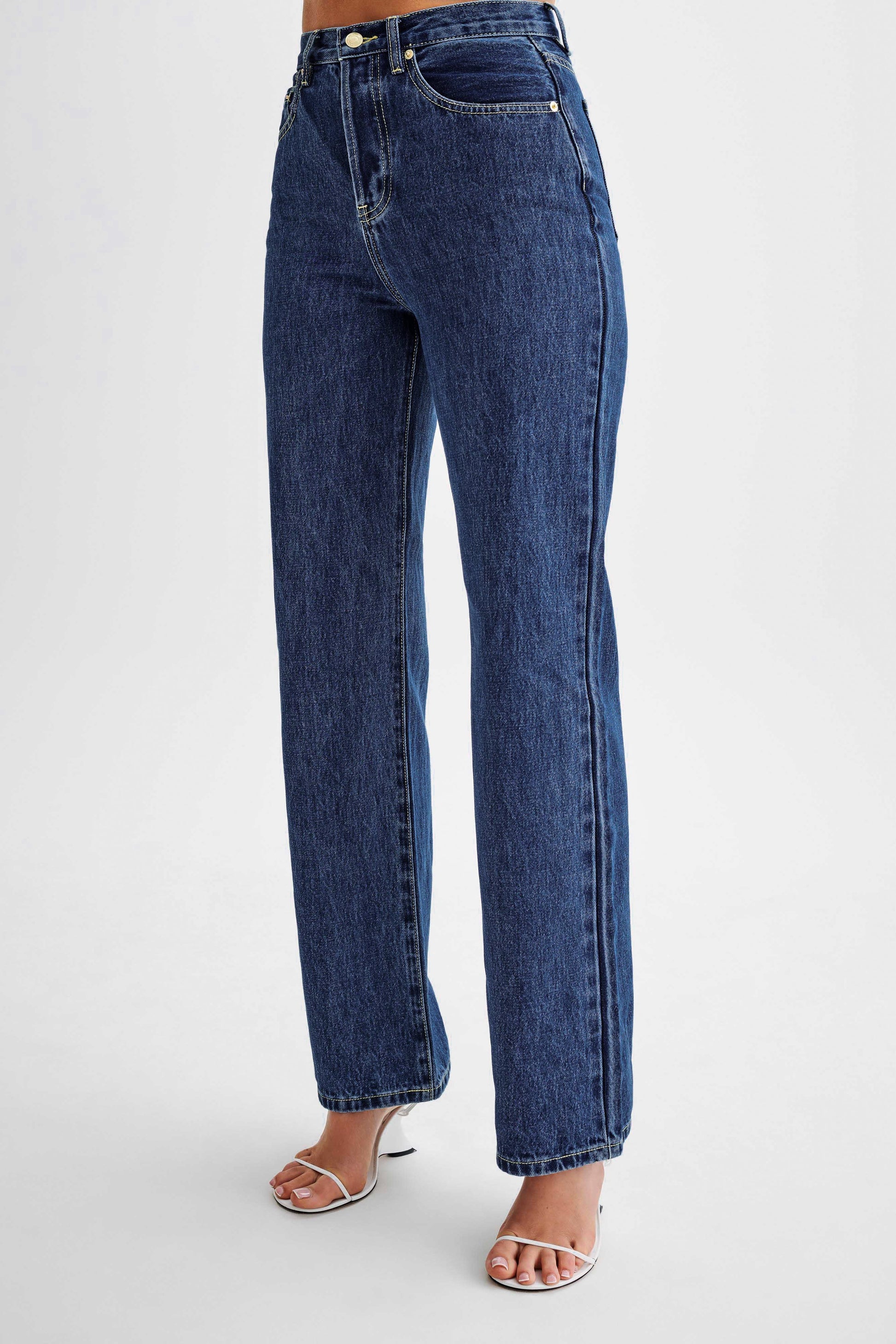 Janine High Waisted Straight Leg Jeans - Dark Blue #7
