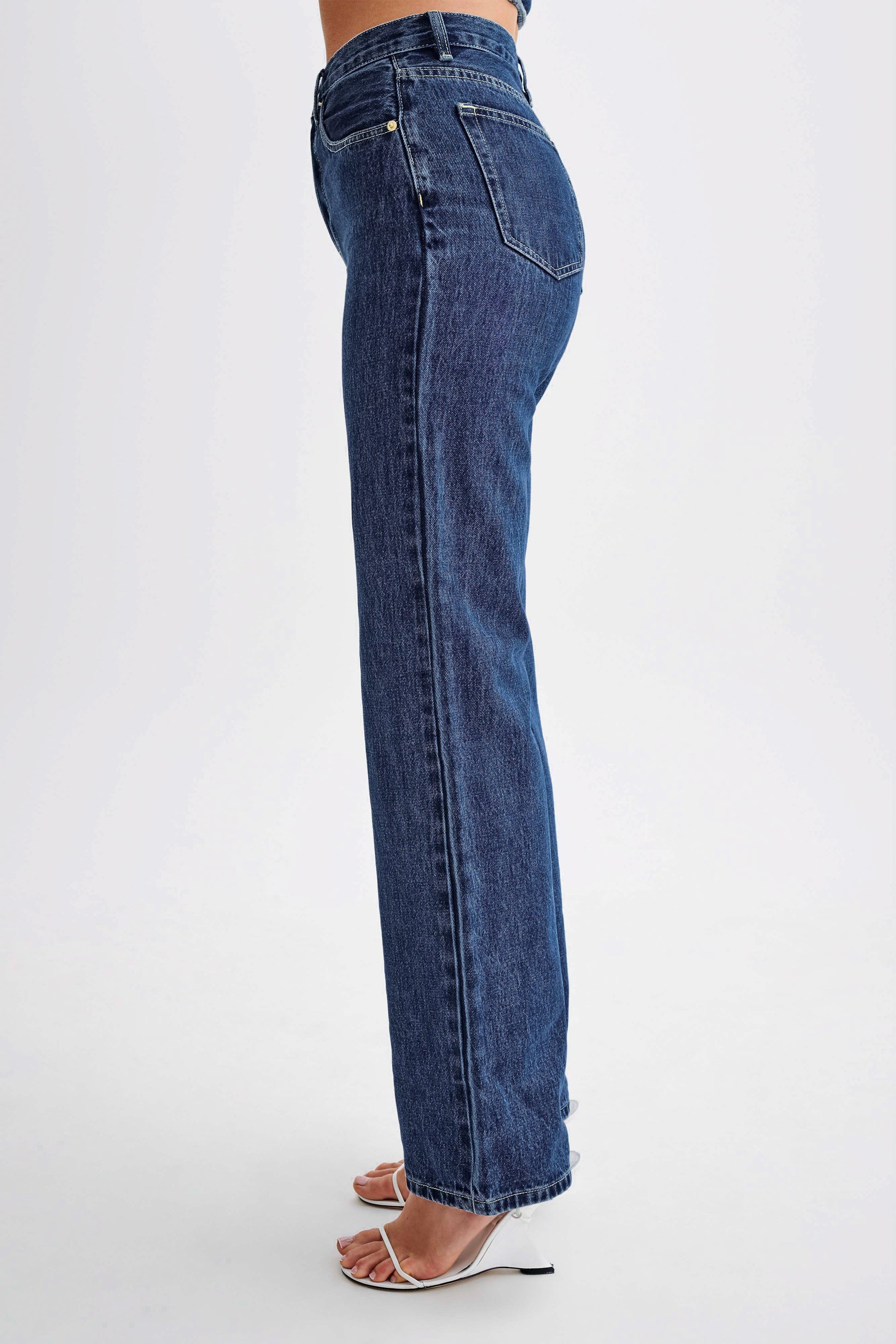 Janine High Waisted Straight Leg Jeans - Dark Blue #8