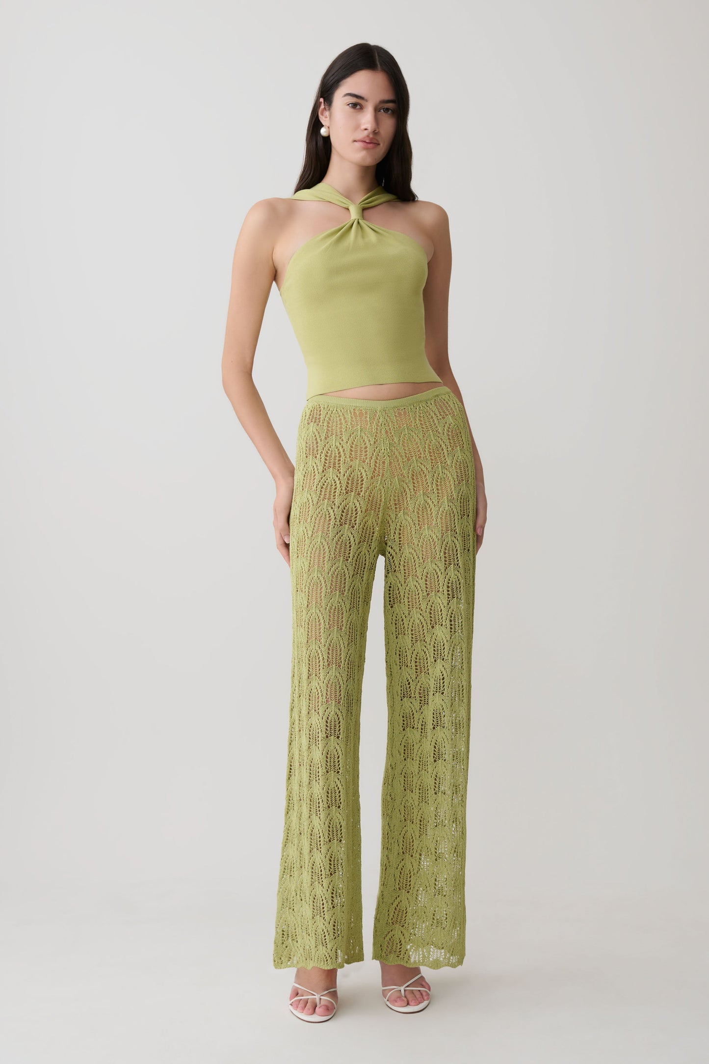 Angelika Twist Front Knit Top - Light Olive