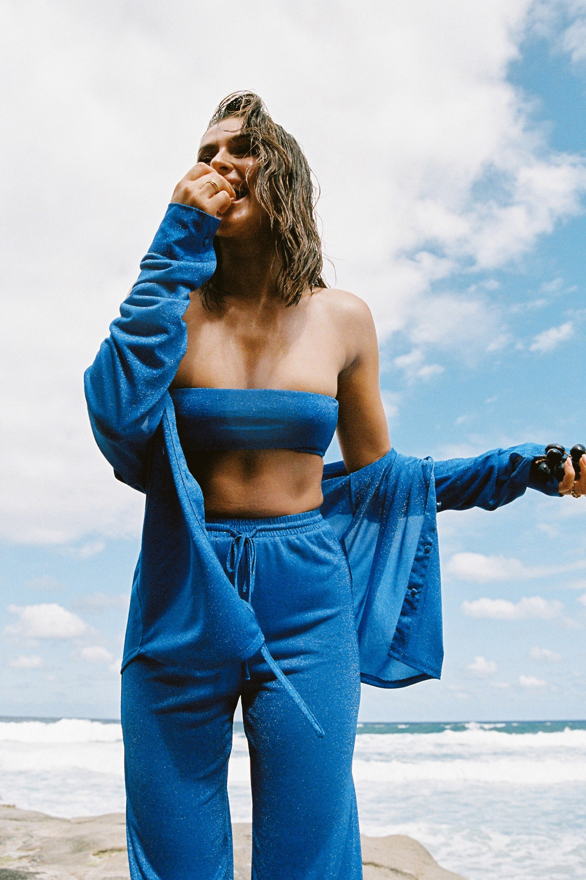 Lucille Shimmer Cover Up Top - Cobalt Sparkle #2