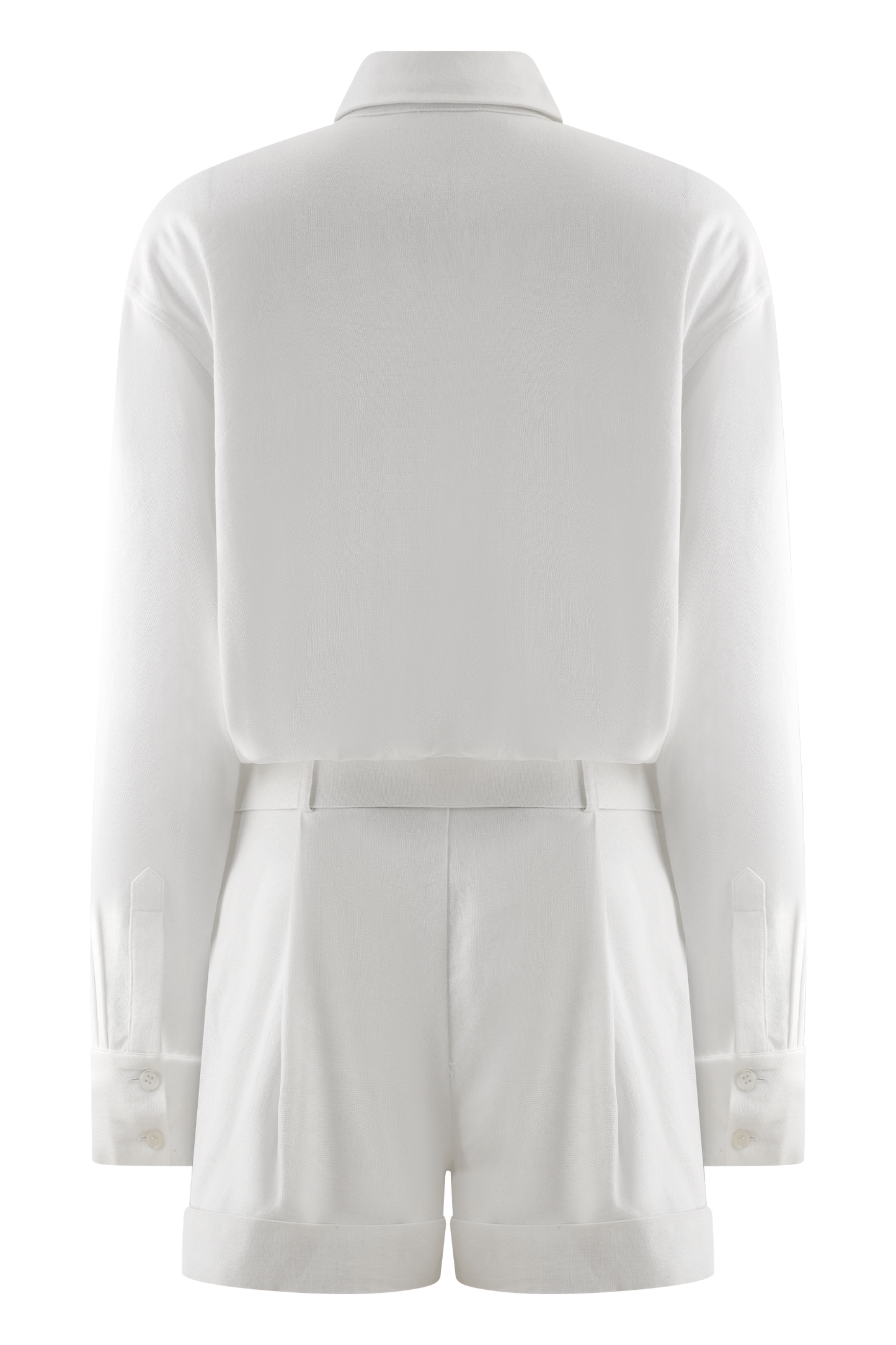 Adia Linen Belted Playsuit - White
