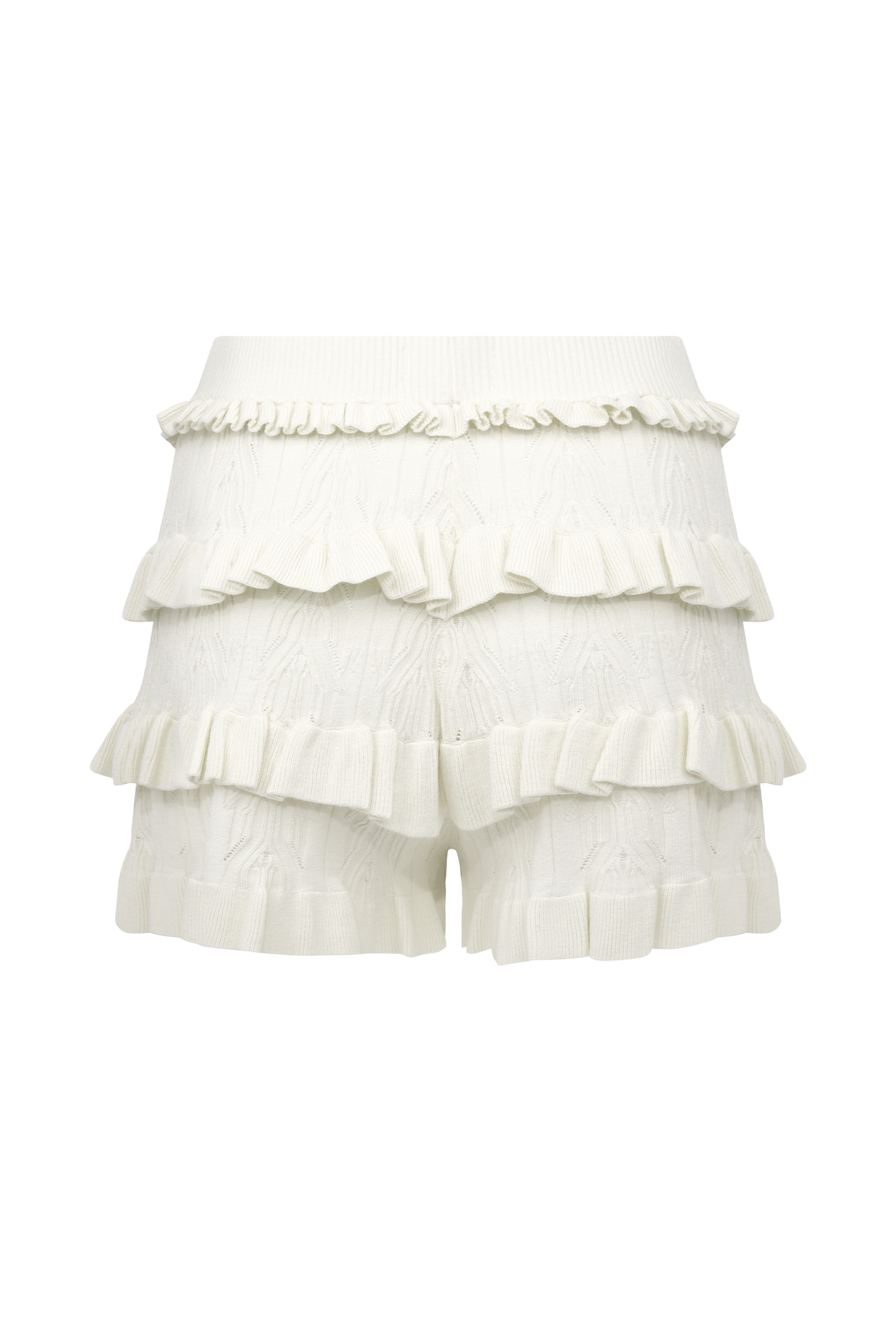 Amy Pointelle Knit Frill Bloomers - Ivory