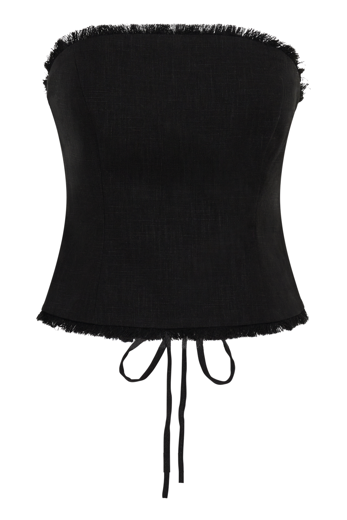 Annie Strapless Tie Back Linen Top - Black