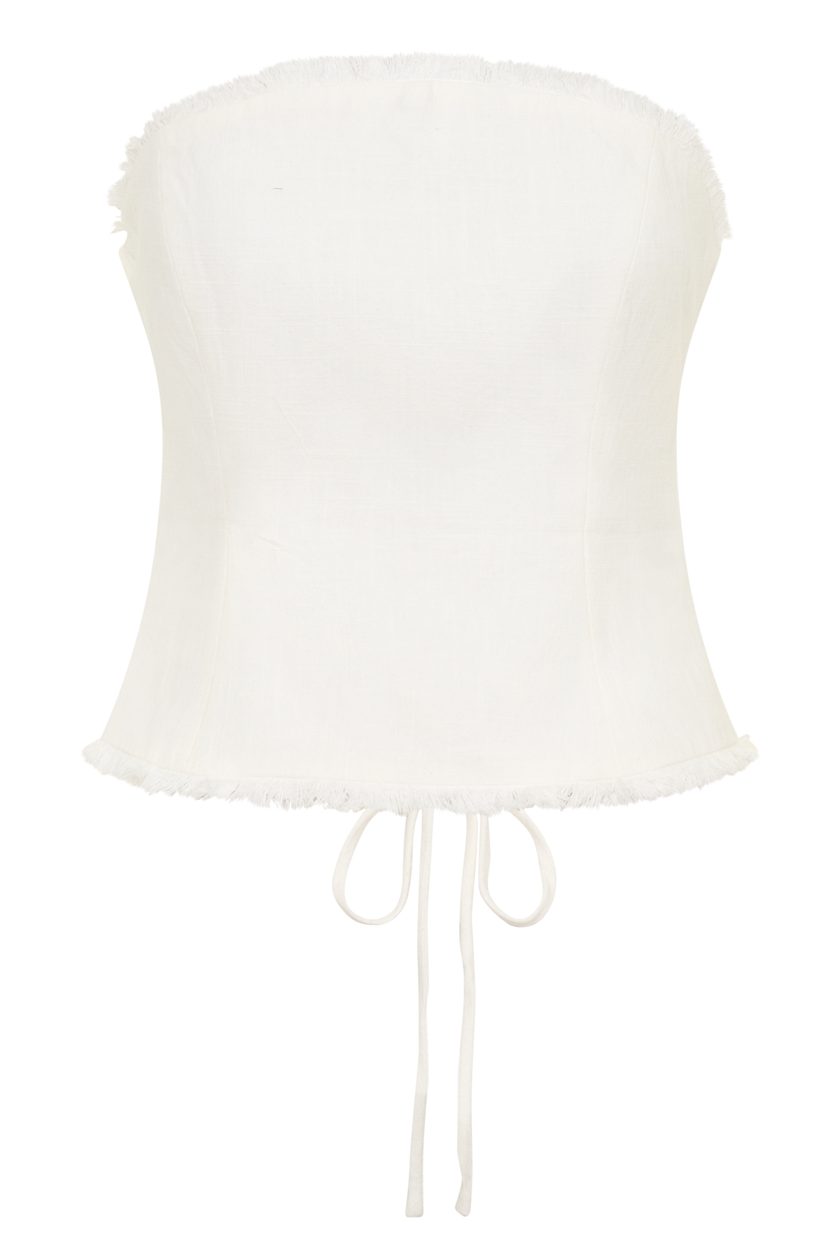 Annie Strapless Tie Back Linen Top - White