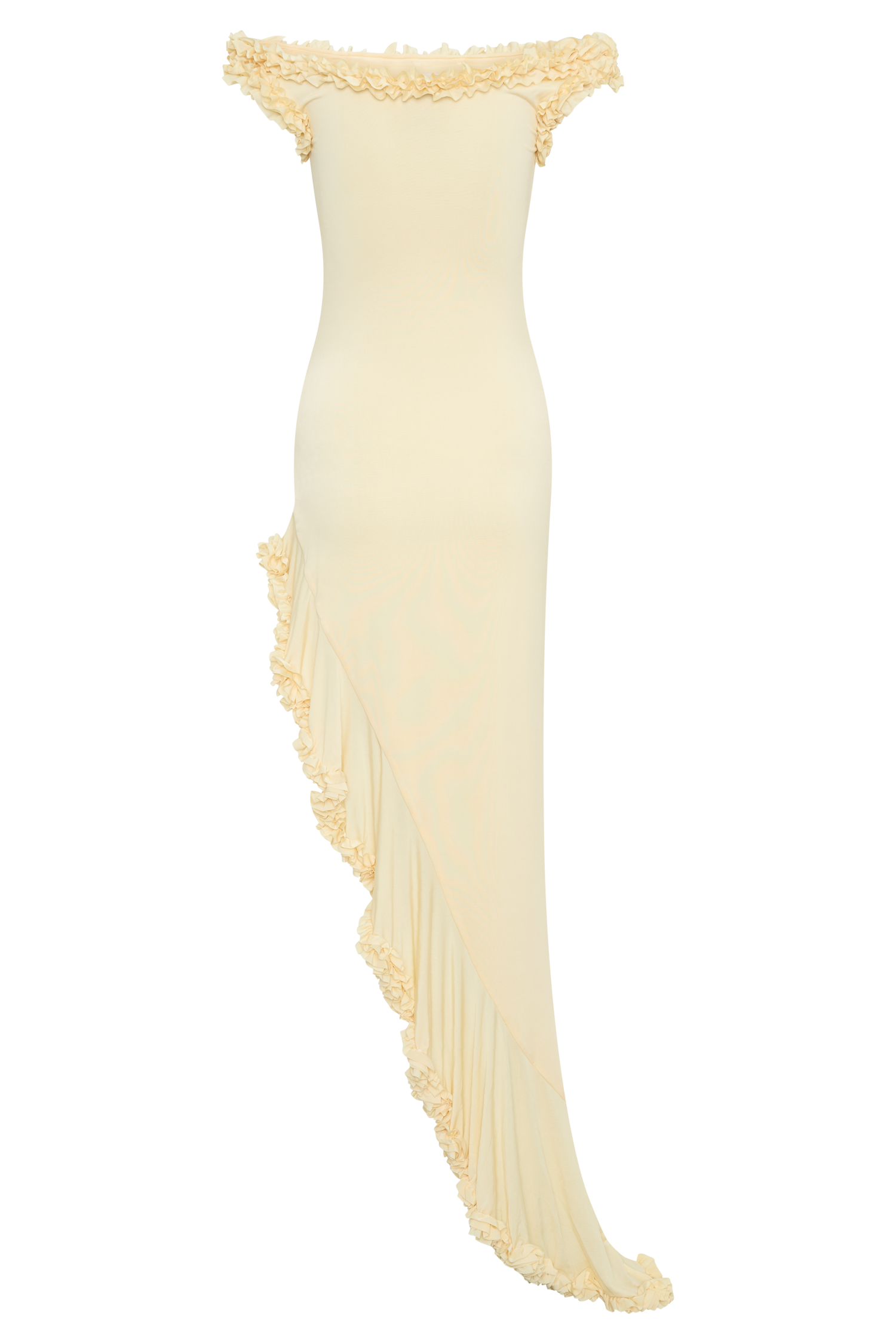 Arielle Off Shoulder Ruffle Midi Dress - Pastel Lemon #7