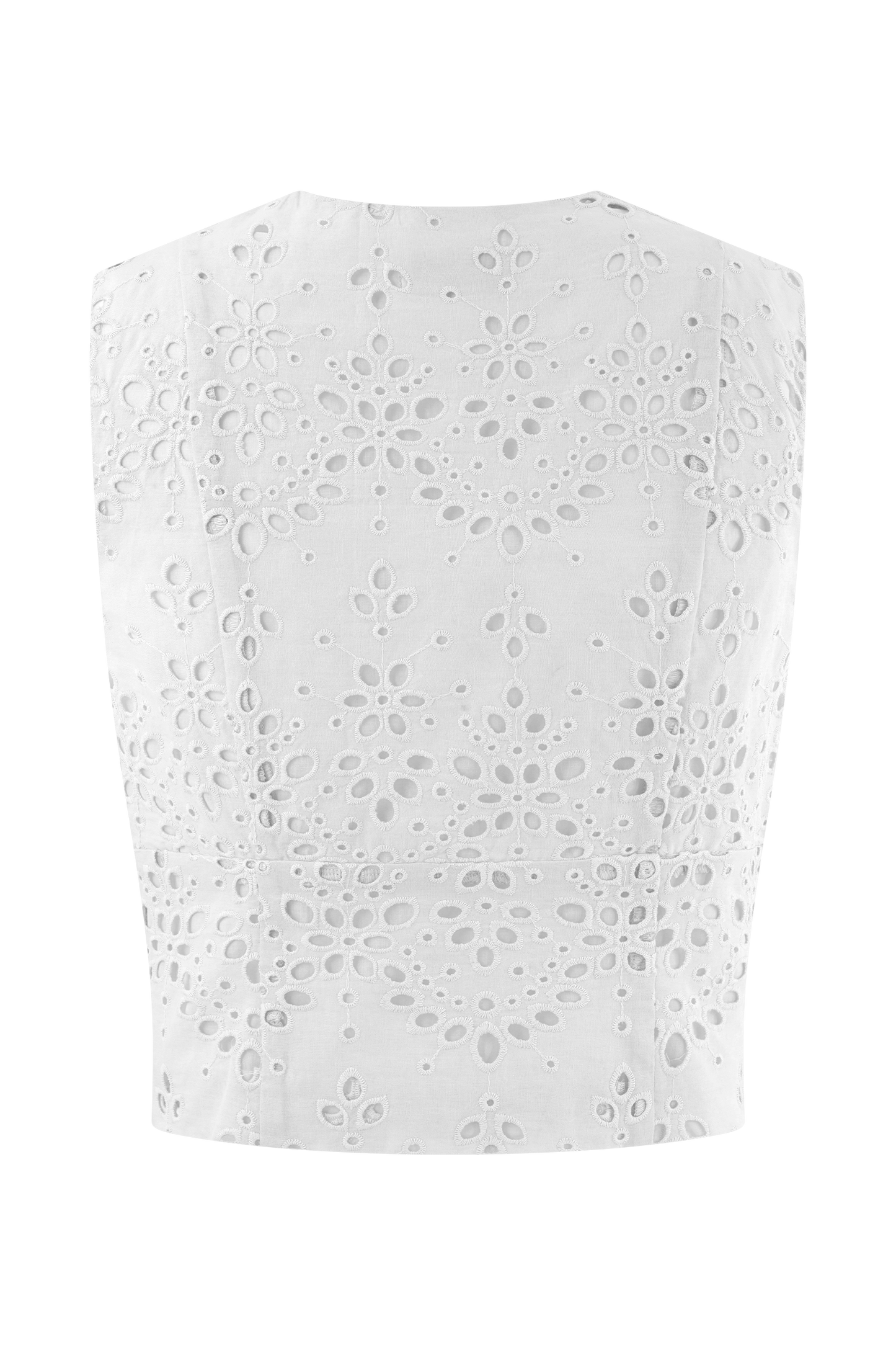 Arla Sleeveless Broderie Top - White