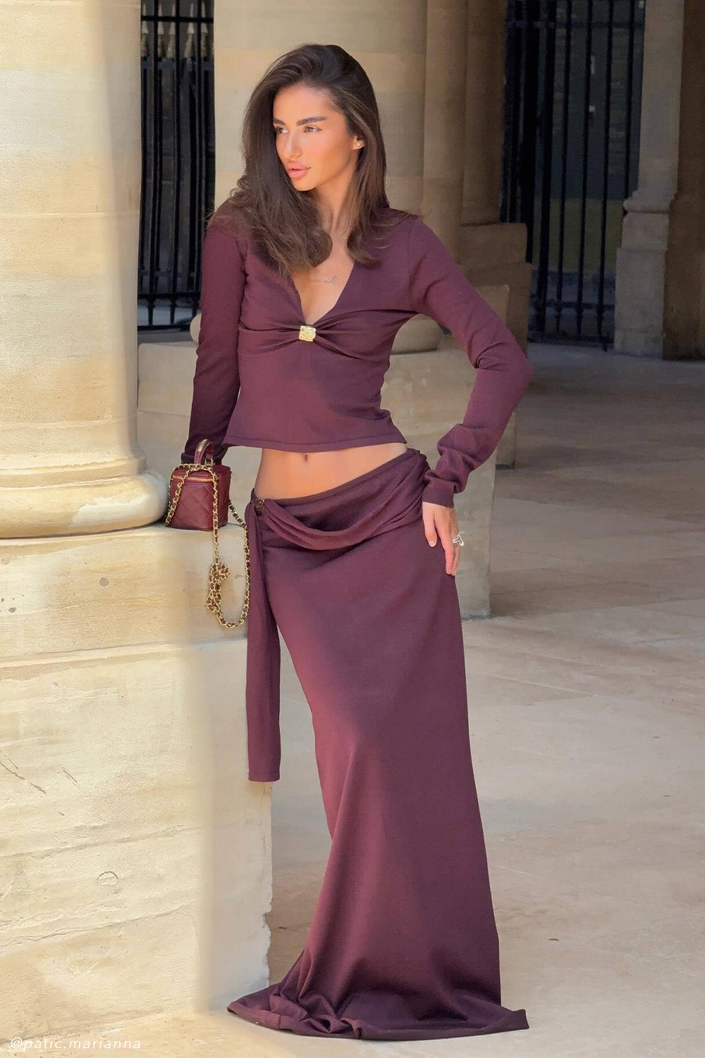 Bowie Low Rise Knit Maxi Skirt - Dark Chocolate