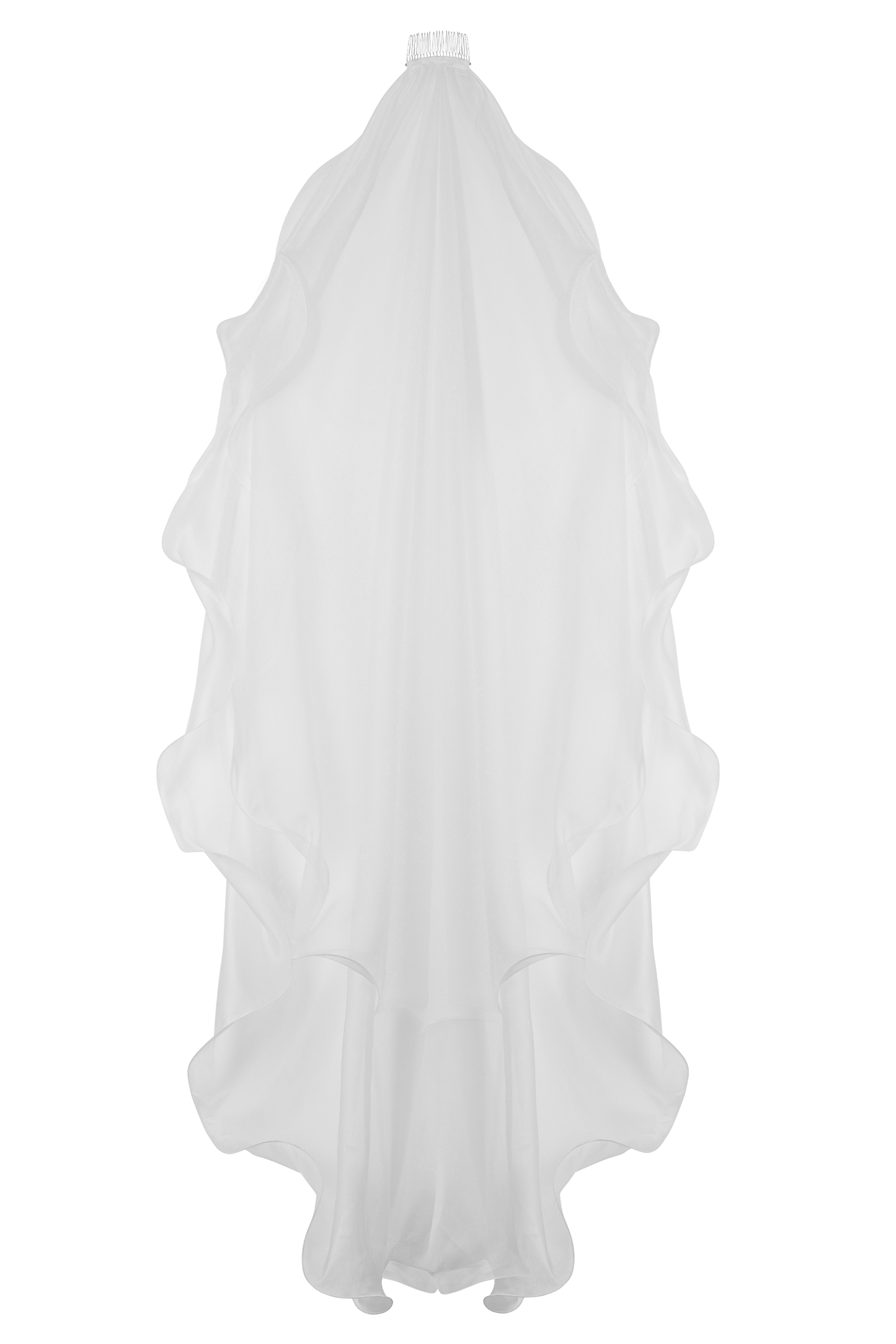 Asteria Draped Chiffon Veil - Ivory