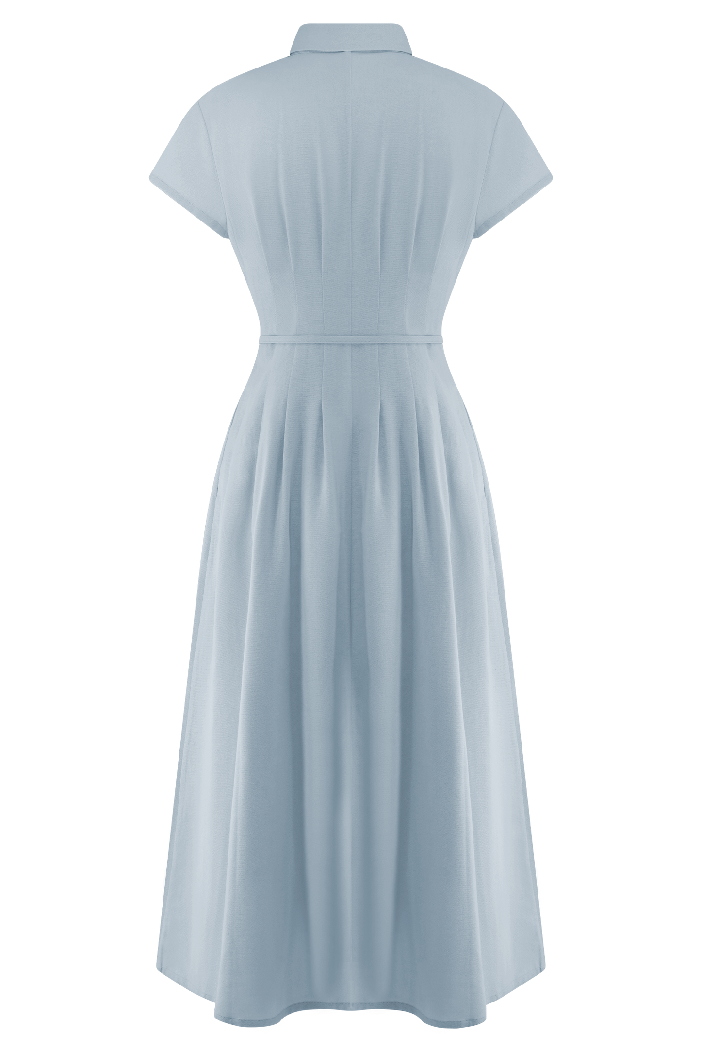 Aysha Buttoned Linen Midi Dress - Cornflower Blue