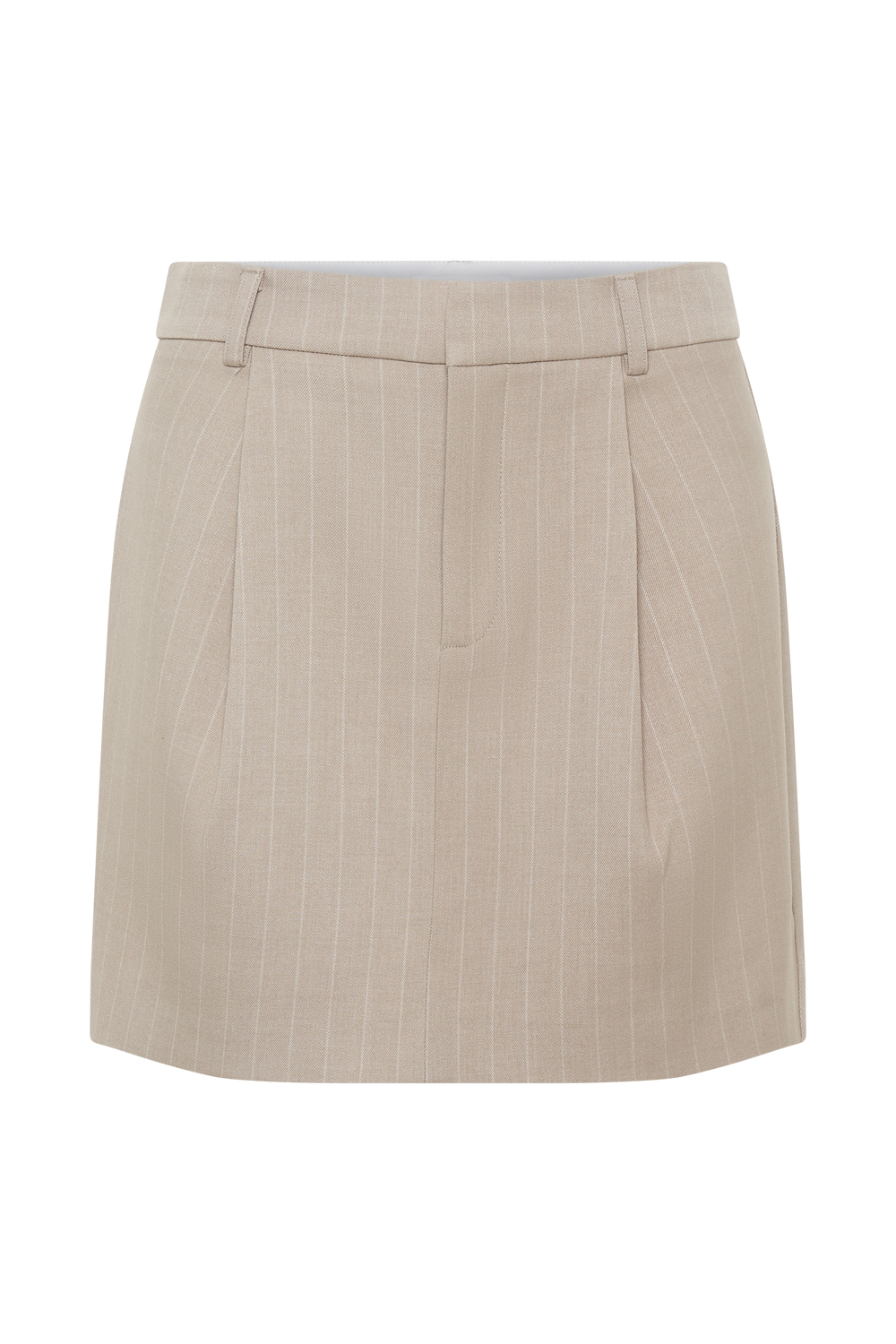 Tracey Suiting Mini Skirt - Taupe Pinstripe