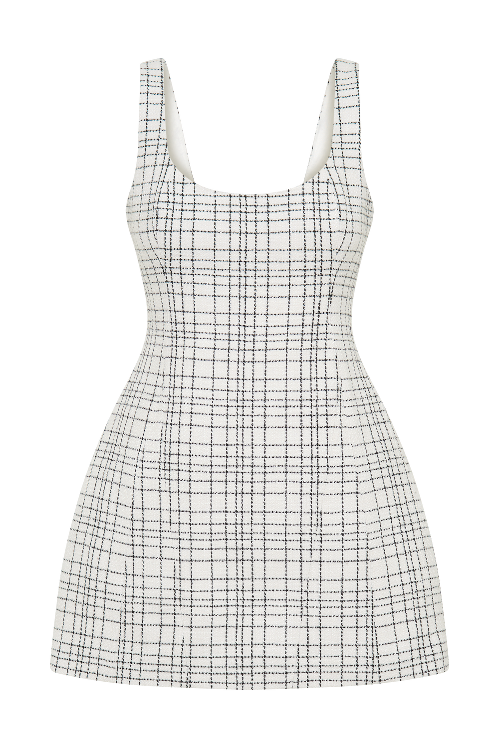 Beth Tweed Mini Dress - White Check
