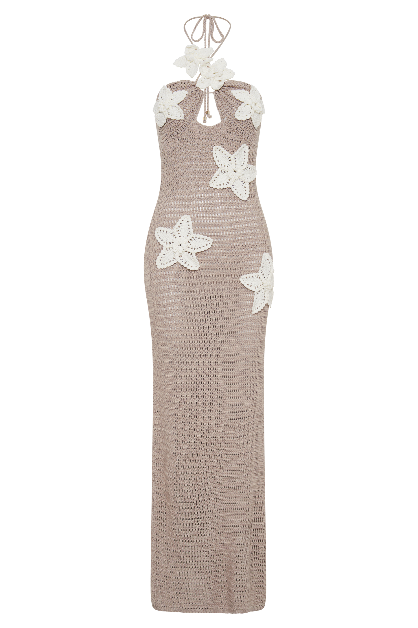 Kyla Floral Crochet Maxi Dress - Taupe/White