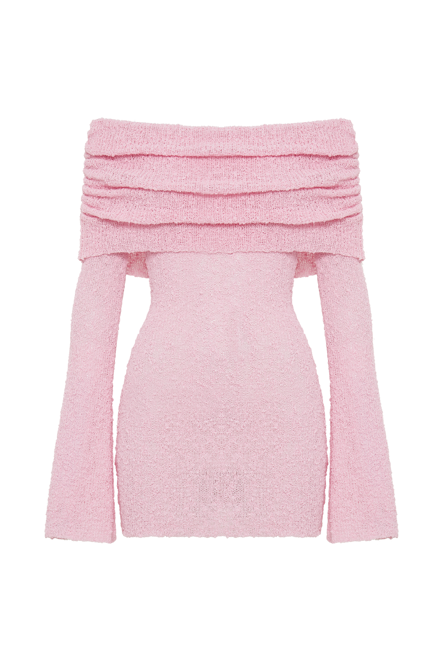 Marisol Off Shoulder Boucle Mini Dress - Baby Pink #7