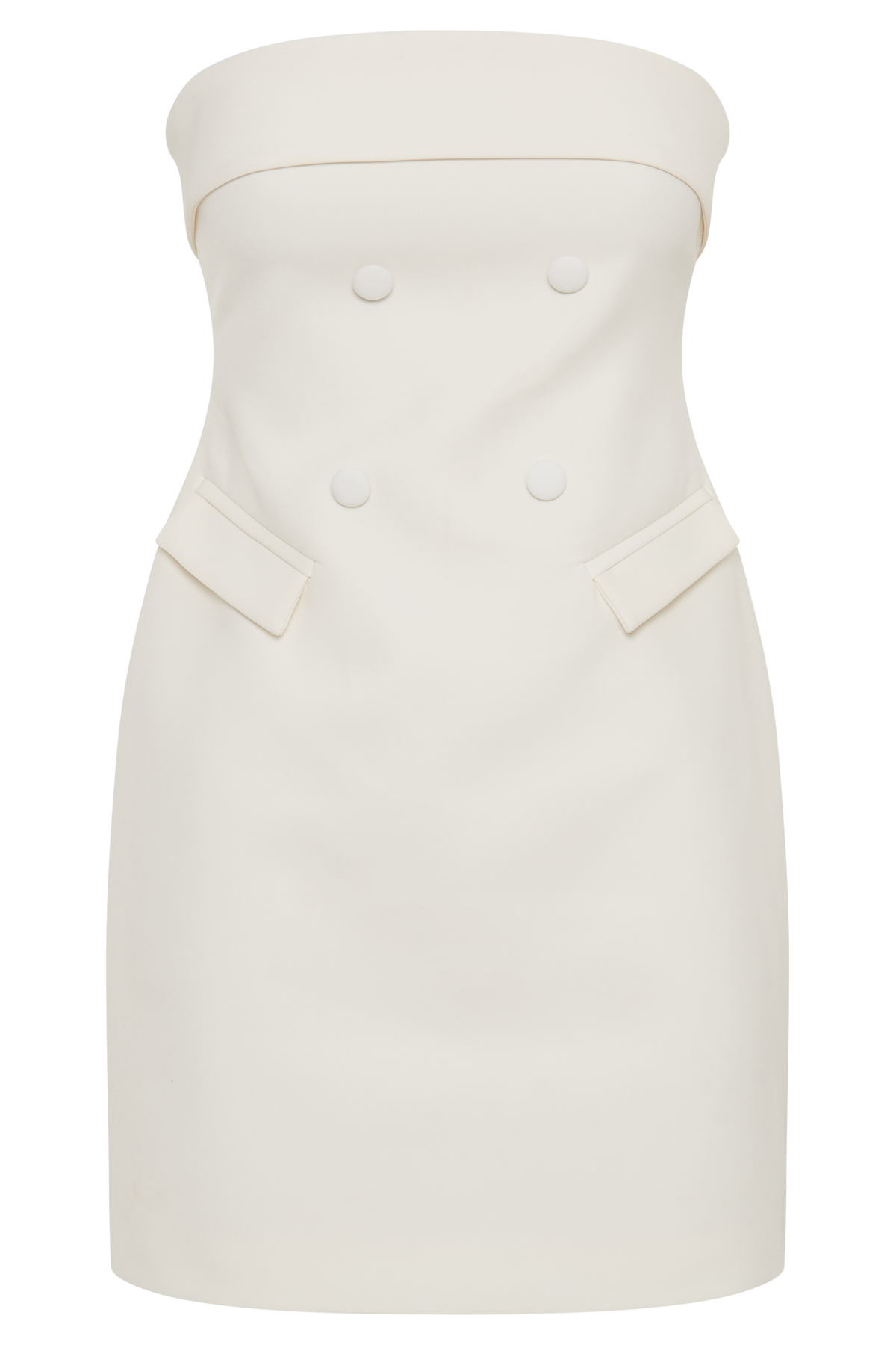 Abbie Strapless Suiting Mini Dress - Ivory