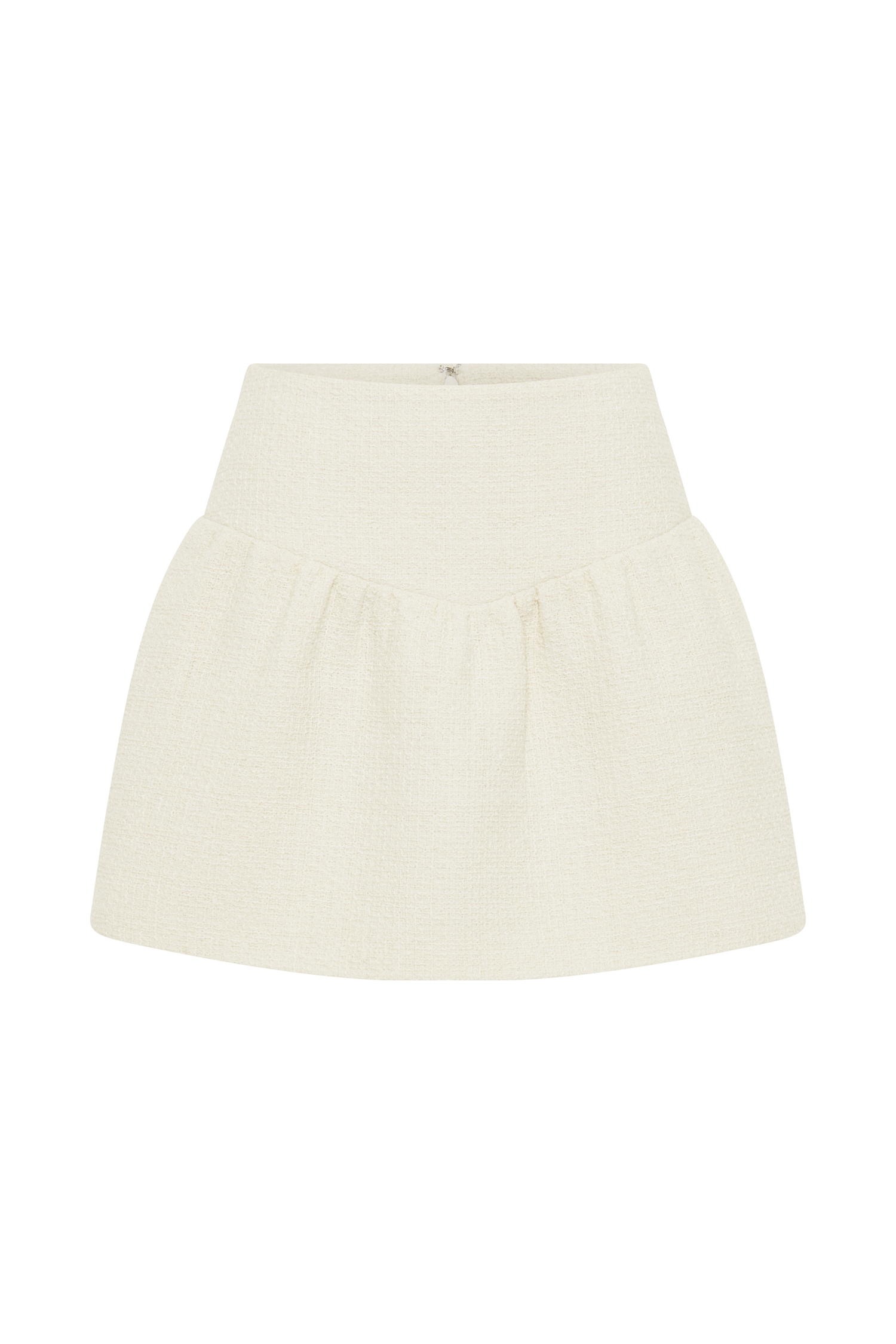 Cyrus Gathered Boucle Mini Skirt - Ivory #8