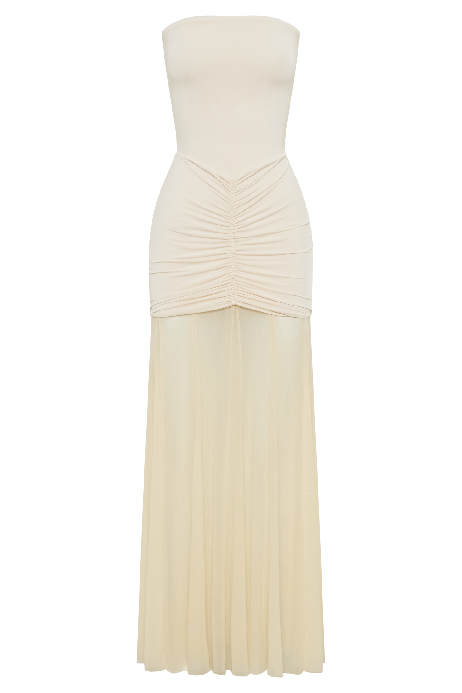 Caspian Slinky And Mesh Off Shoulder Maxi Dress - Ivory #9