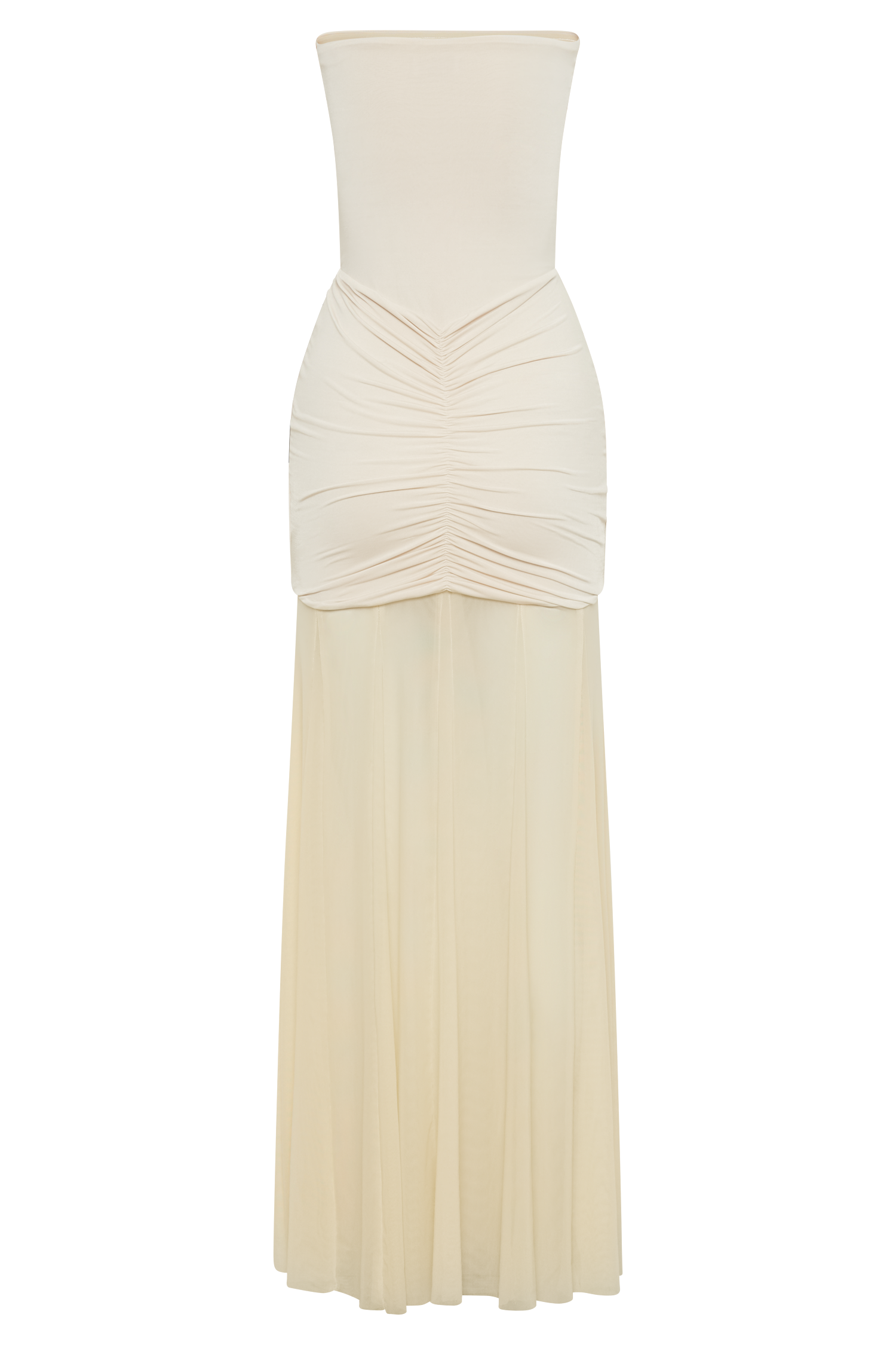 Caspian Slinky And Mesh Off Shoulder Maxi Dress - Ivory #8