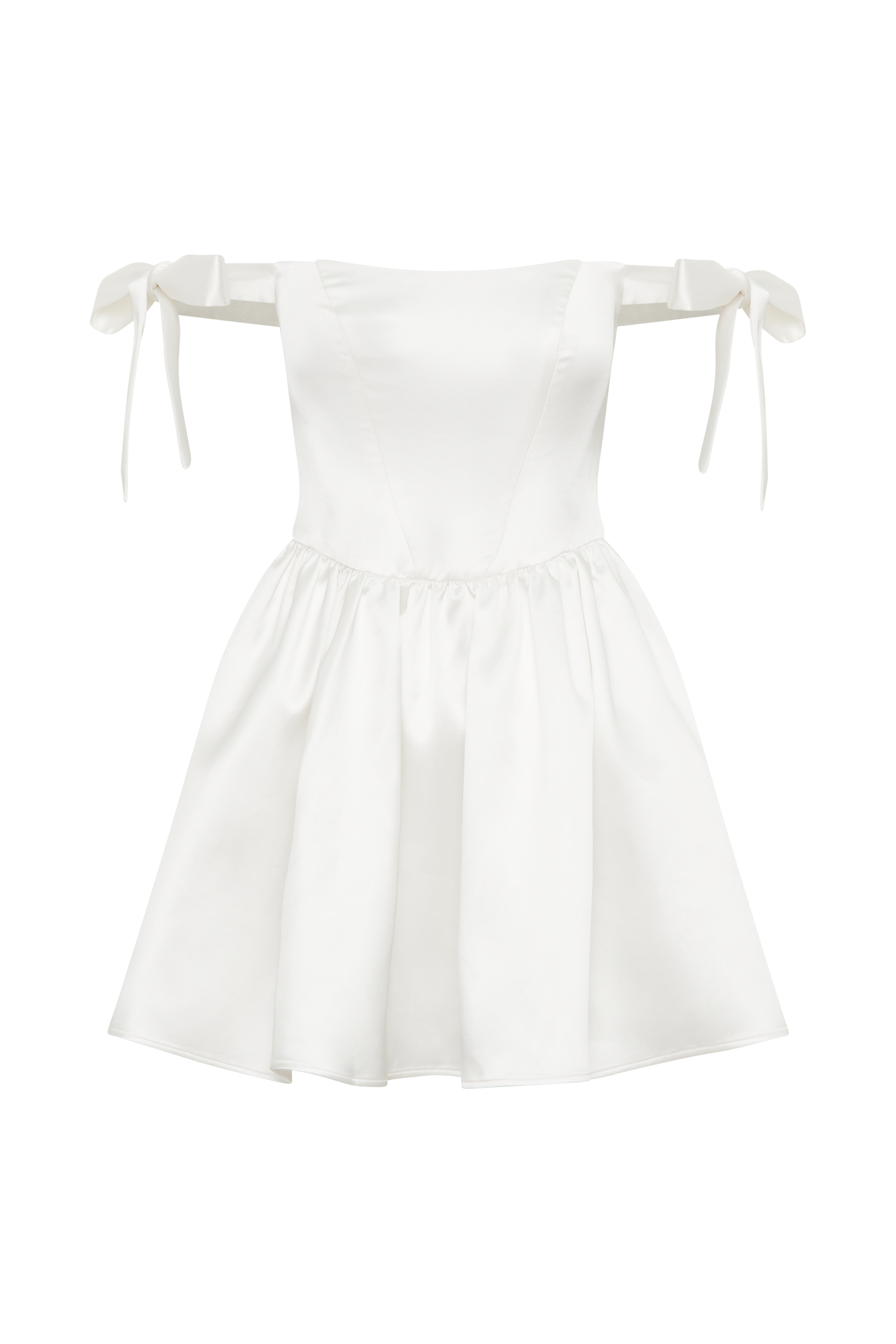 Rita Satin Mini Dress With Bow Sleeves - White #10