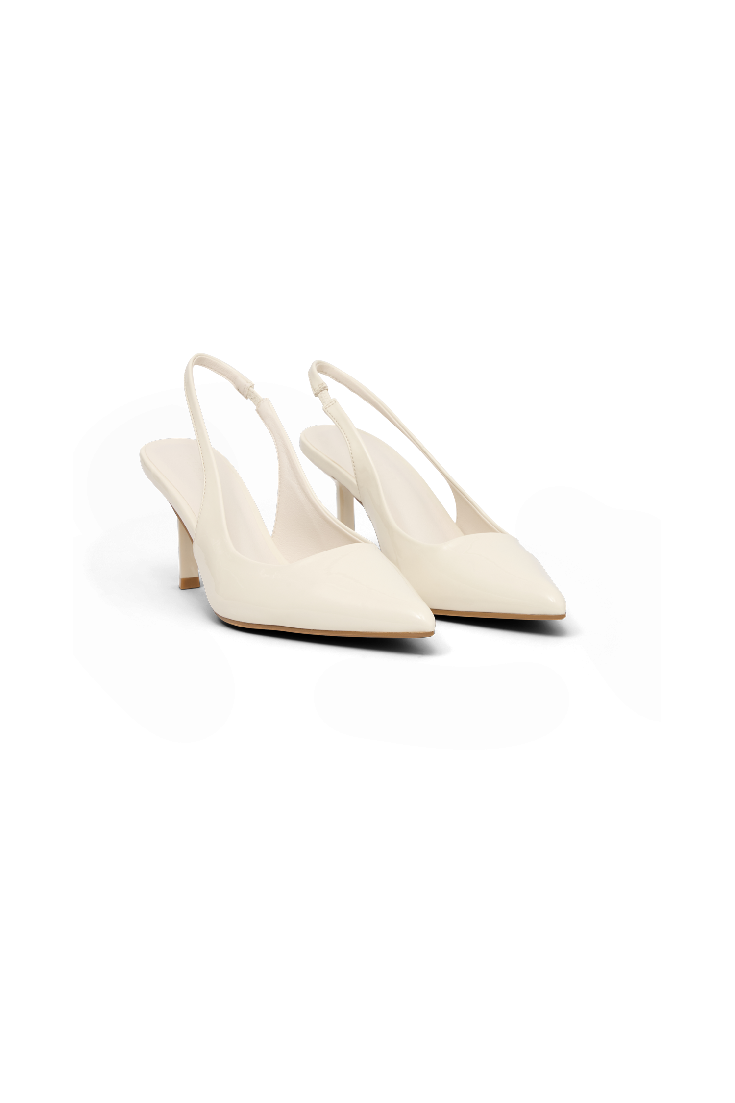 Dasha Patent Sling Back Heels - Ivory #6