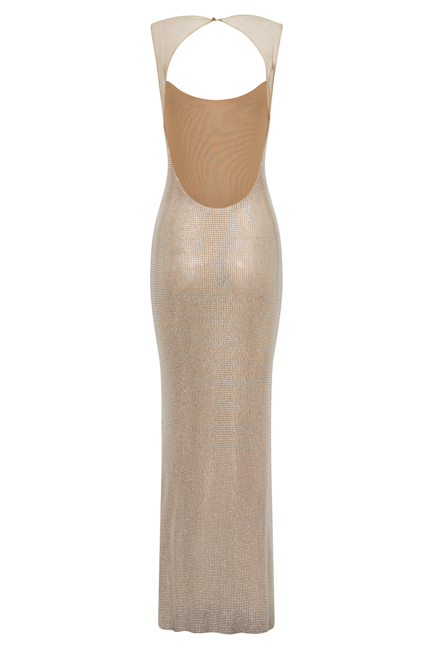 Jasmyn Hot Fix Maxi Dress With Mesh Back - Nude #10
