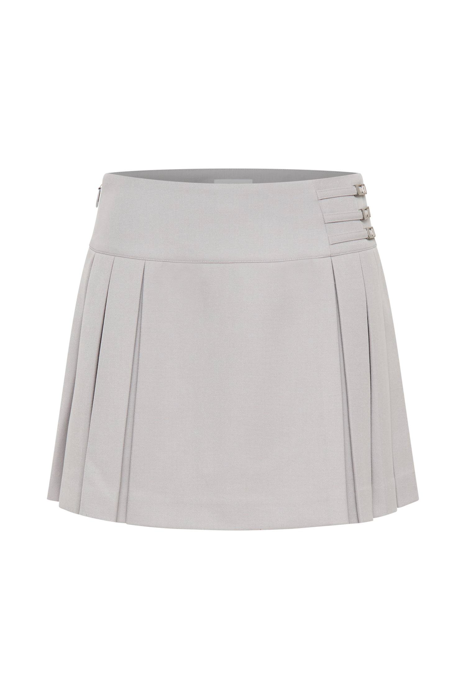 Angie Pleated Buckle Mini Skirt - Grey #11