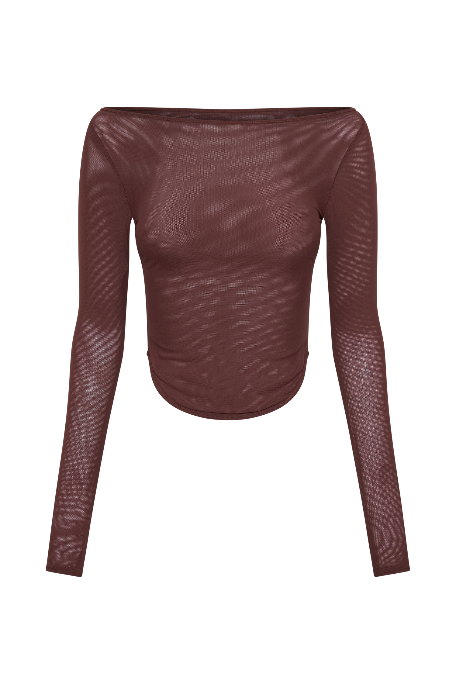 Colette Boat Neck Mesh Top - Mahogany #8