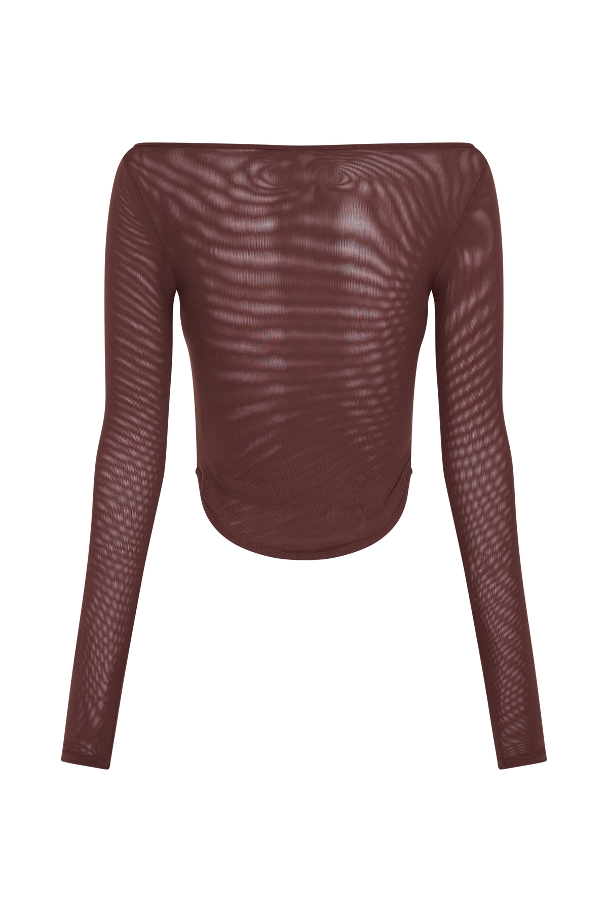 Colette Boat Neck Mesh Top - Mahogany