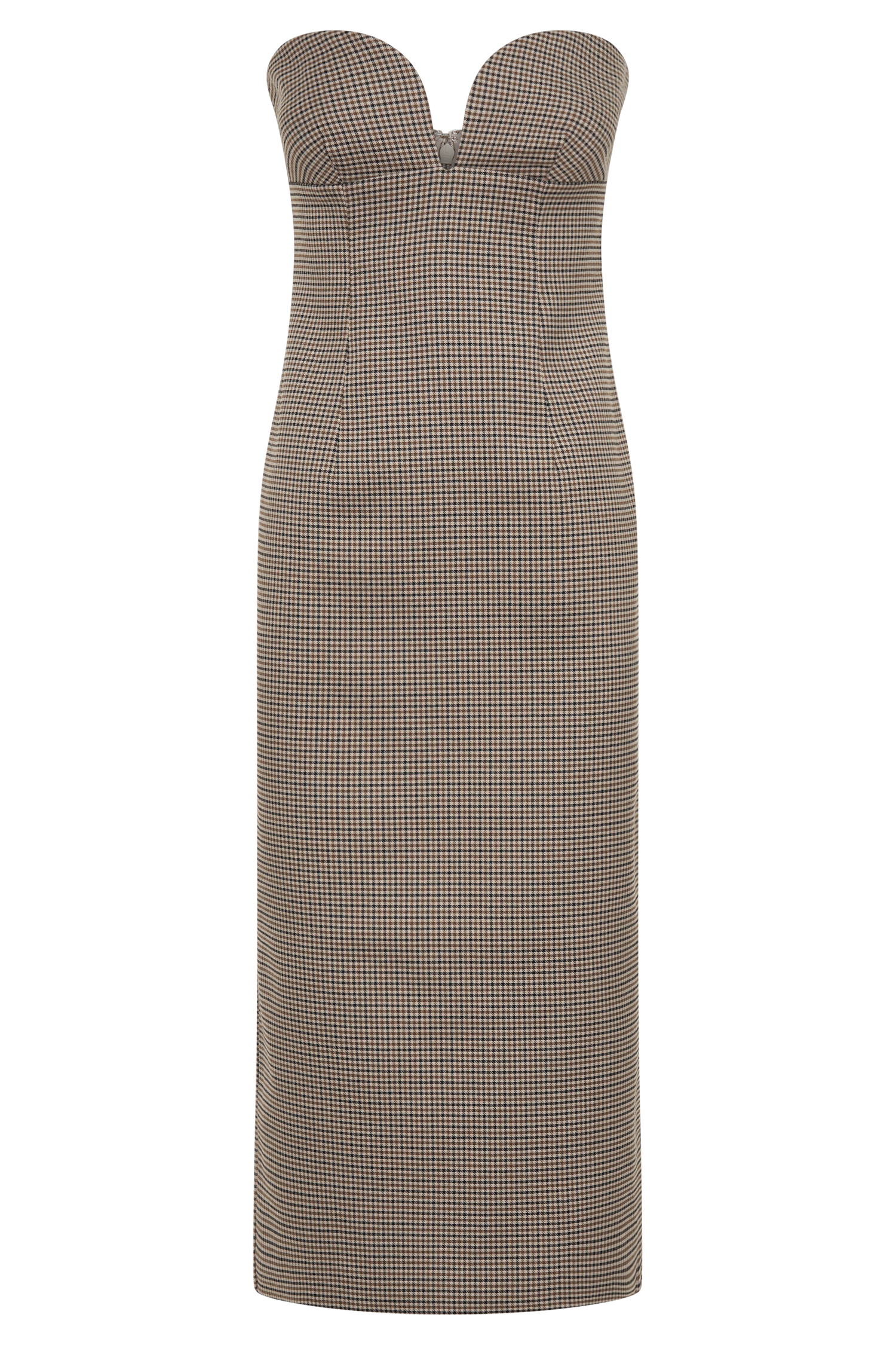 Christie Strapless Midi Dress - Tan Check #6