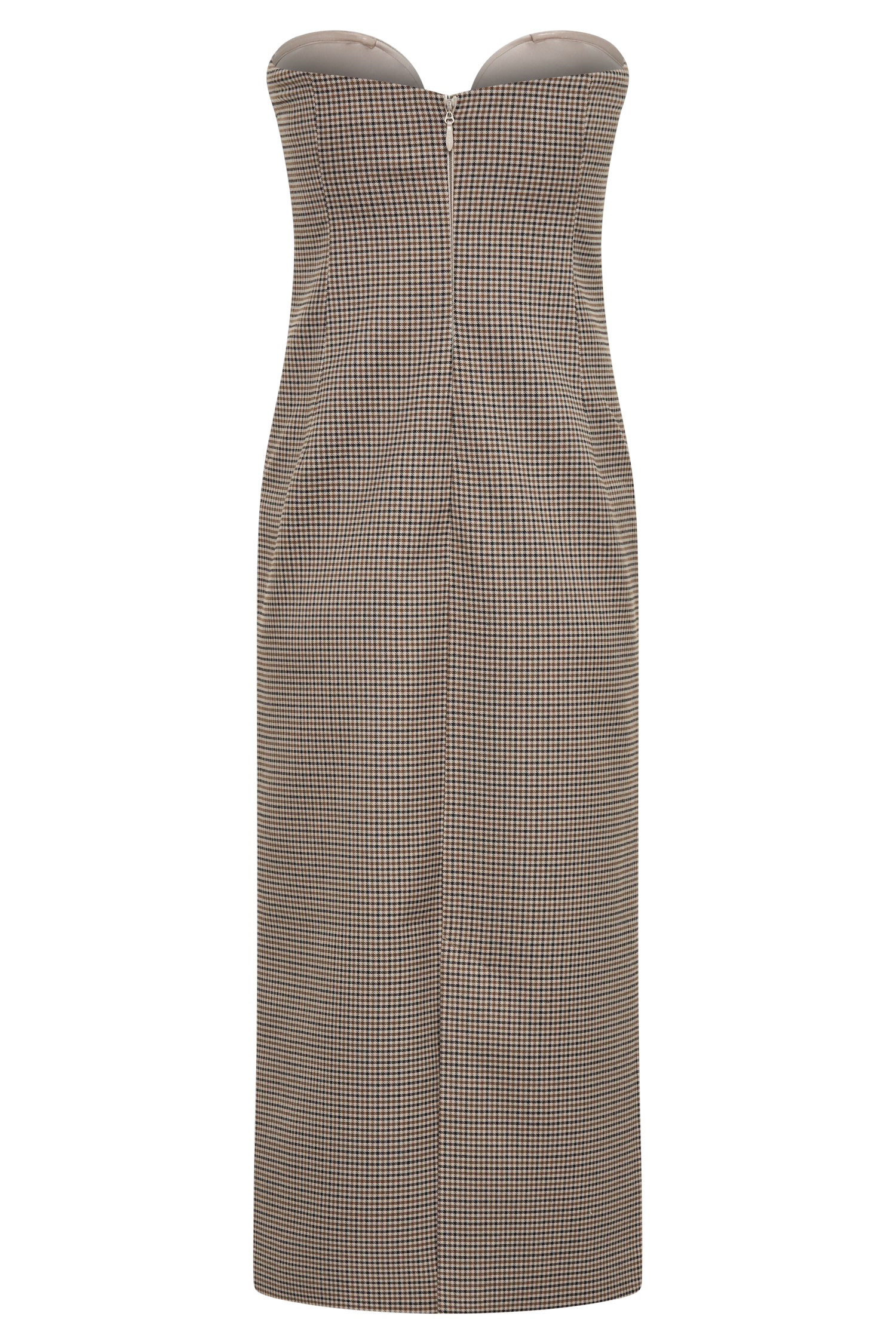 Christie Strapless Midi Dress - Tan Check #5