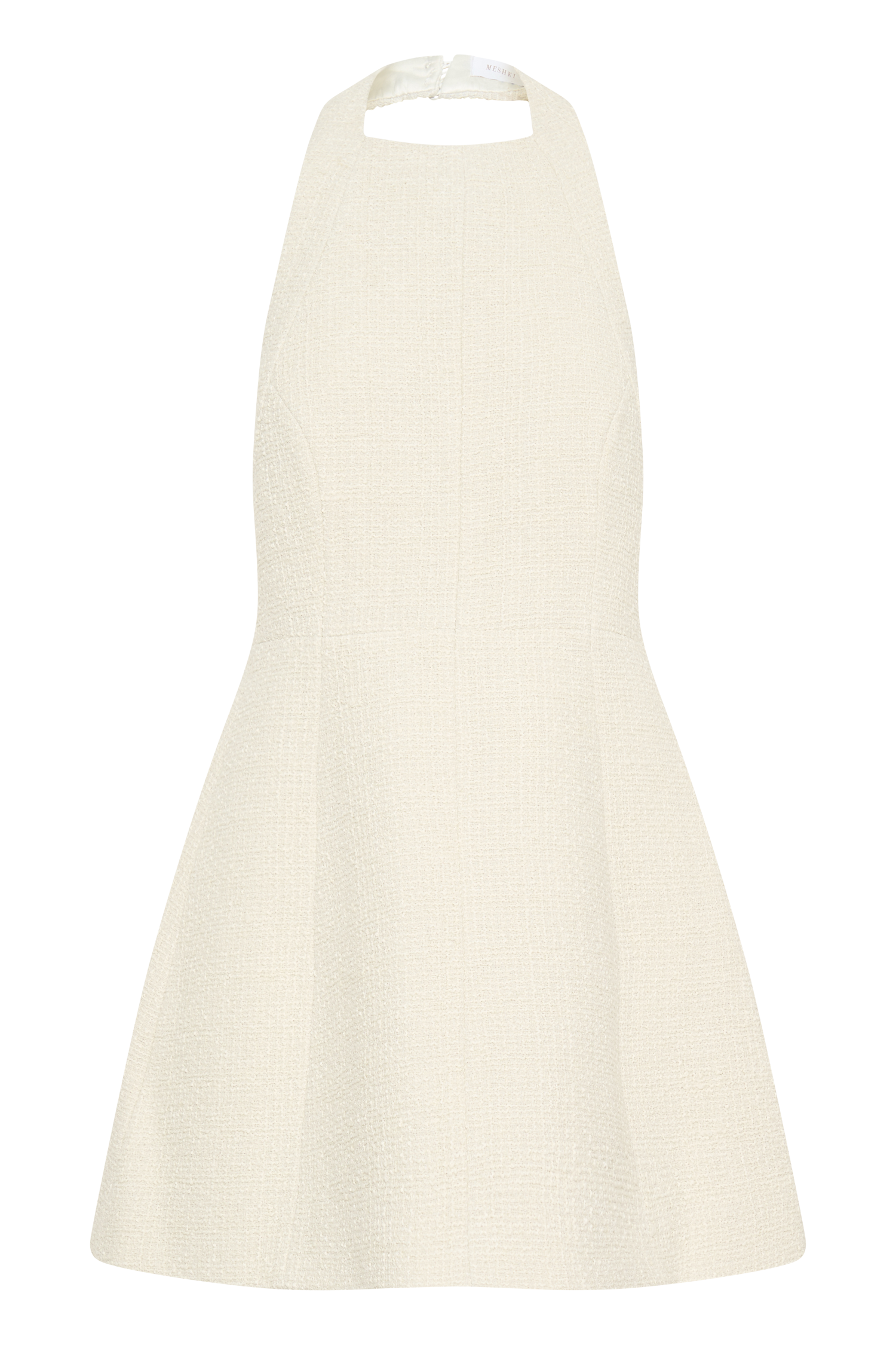 Carina Boucle Halter Mini Dress - Ivory #11