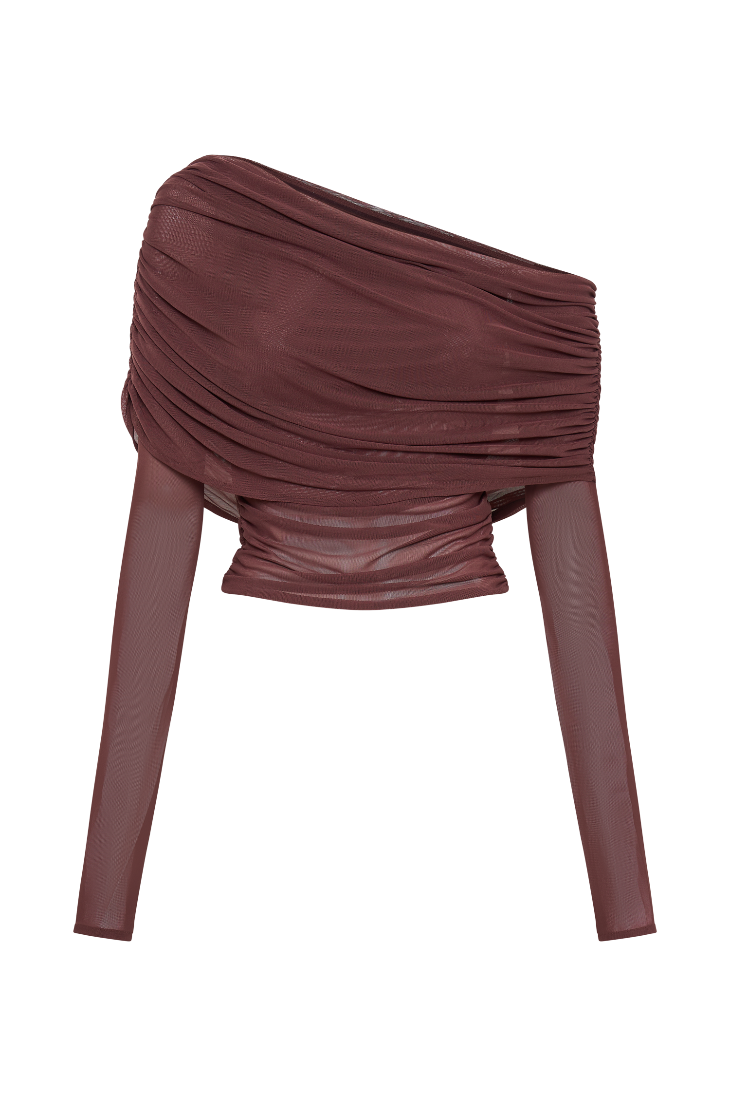 Everly Sheer Mesh Off Shoulder Top - Mahogany #8