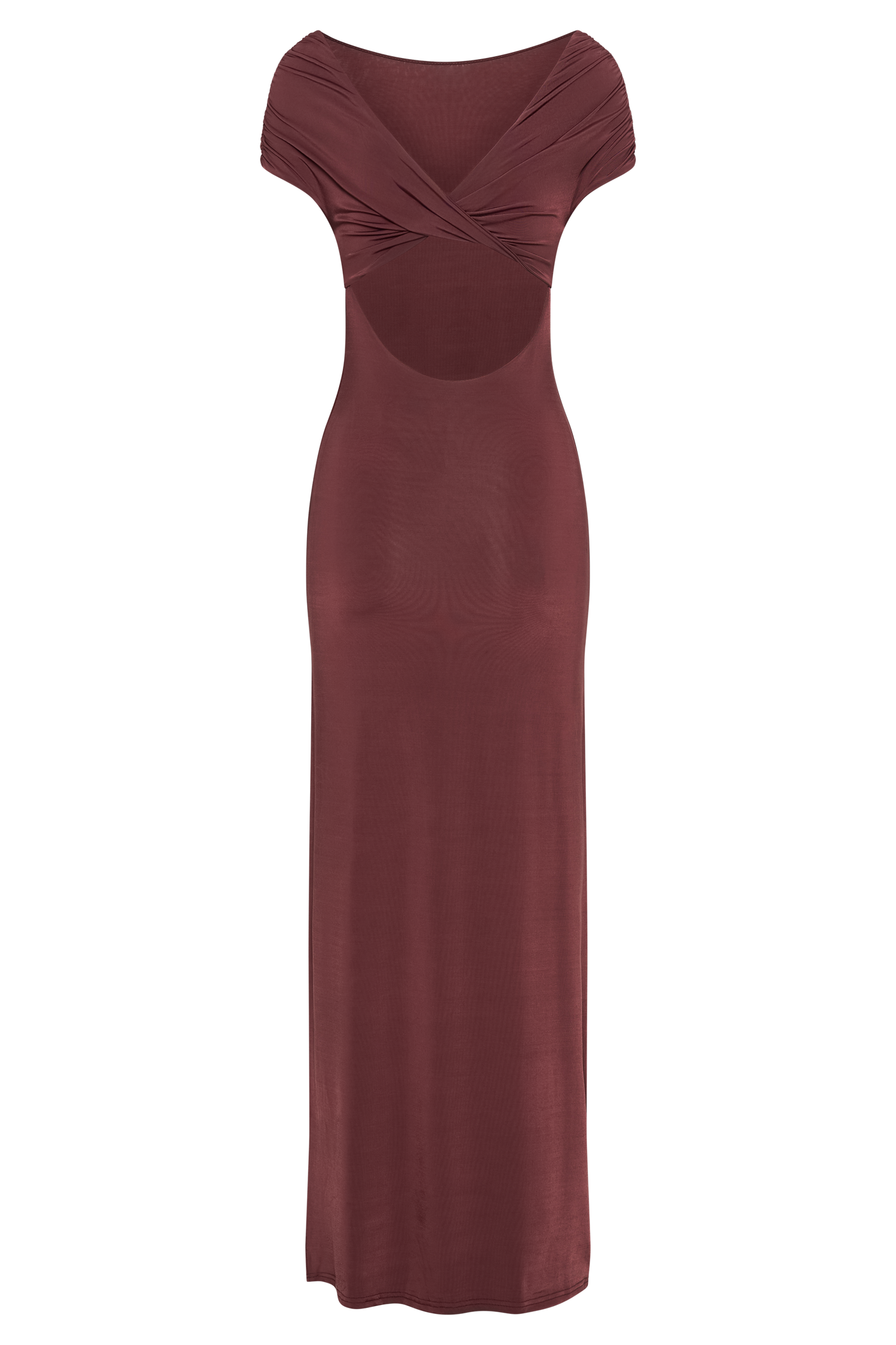 Imogen Off Shoulder Slinky Maxi Dress - Mahogany #7