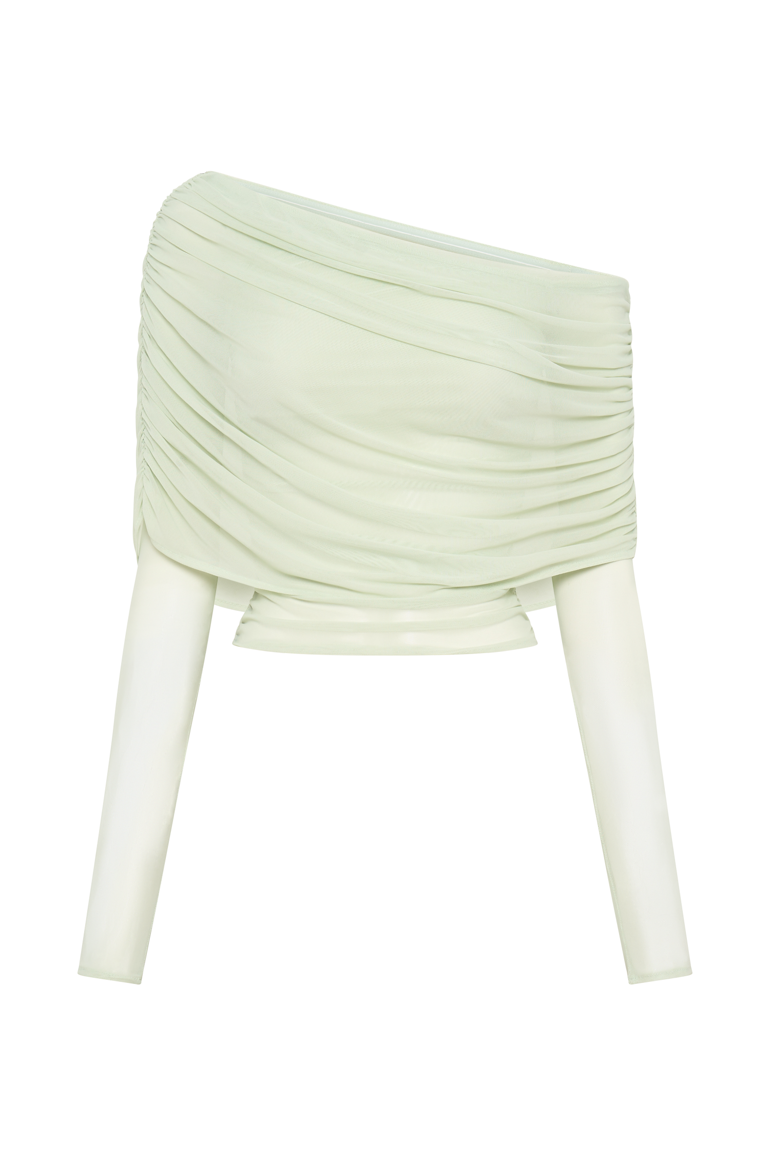 Everly Sheer Mesh Off Shoulder Top - Pastel Green #7