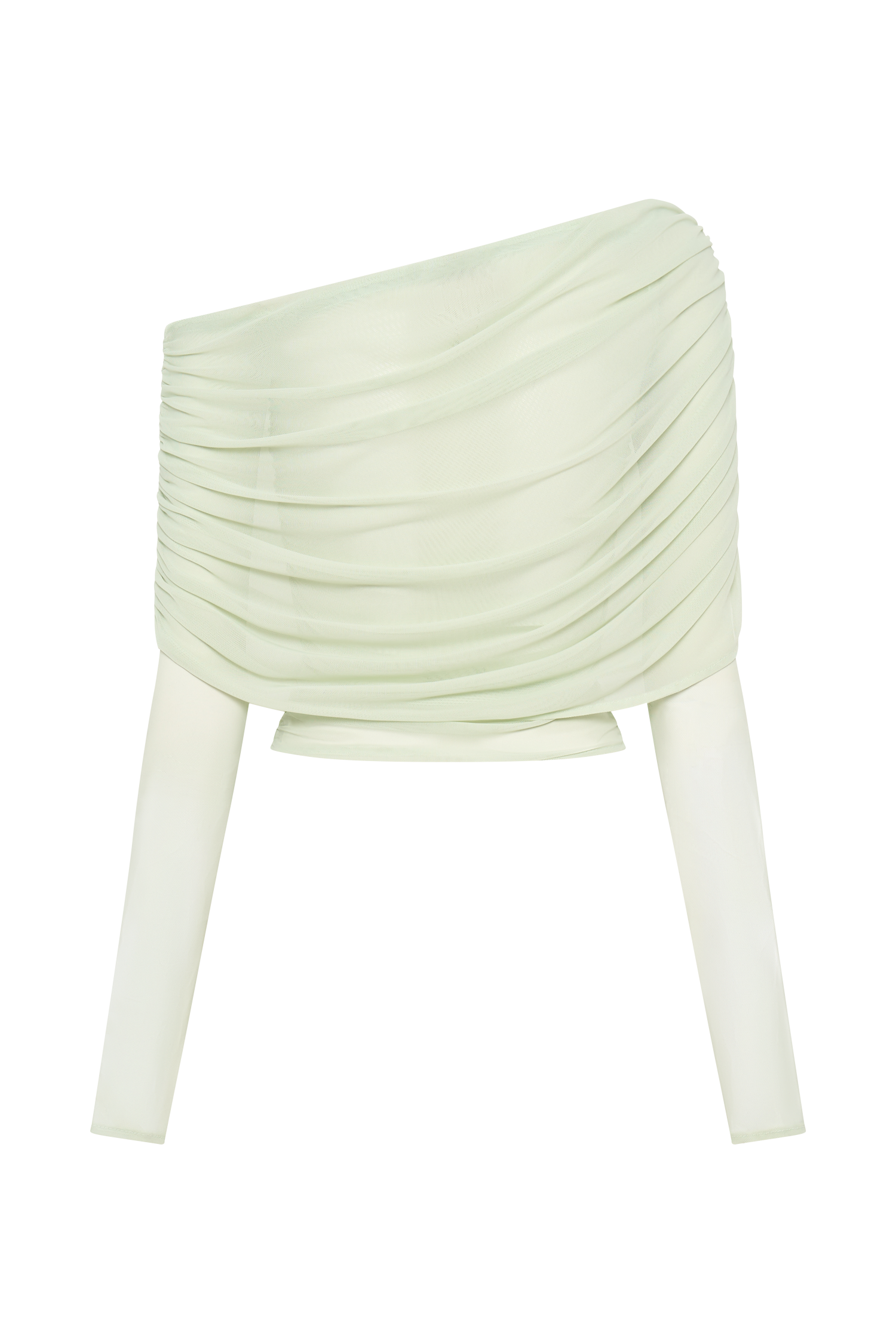 Everly Sheer Mesh Off Shoulder Top - Pastel Green #6